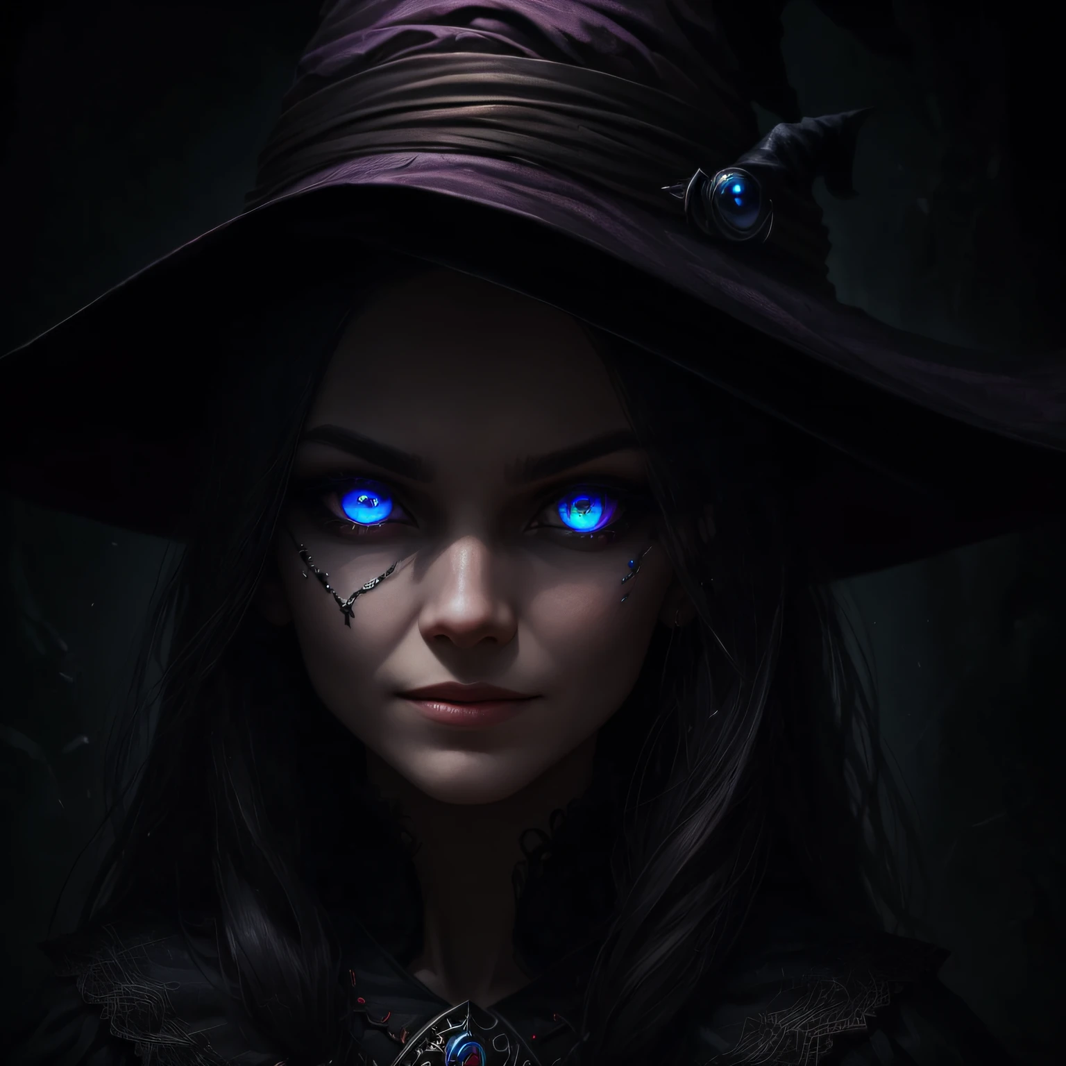 masterpiece,portrait,closeup on the face, beautiful face, beautiful eyes,witch, evil laugh,eye shadow, best shadow,evil,sinister --auto