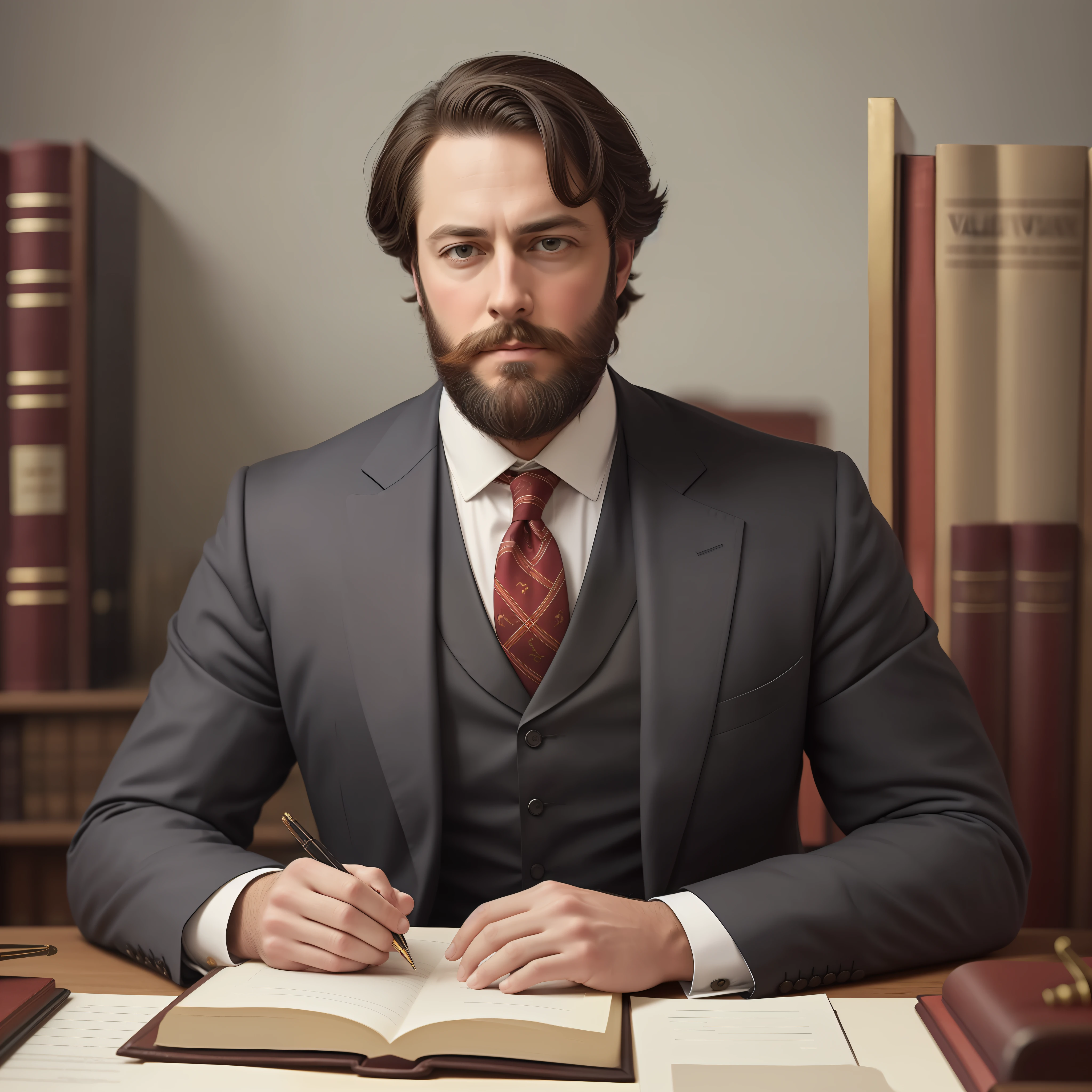 Lawyer, lawyer defending accused in court, bearded lawyer, man with big beard, Clement Vallandigham style, Clement Vallandigham looking lawyer IT the camera