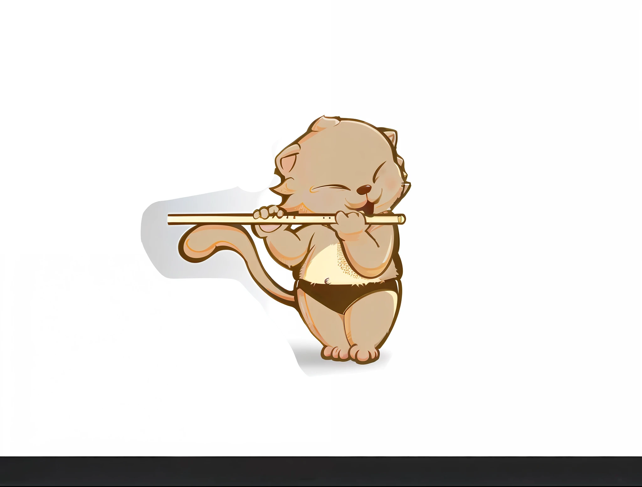 Cartoon cat playing flute on white background, hamster holding a flute, mascot illustration, telegram sticker design, gaturro, anthropomorphic furry otter, cat illustration, cartoon and simple, cel shadow vector art, telegram sticker, cat theme logo, ferret warrior, anthropomorphic beaver, fat chibi gray cat, Paul dragon