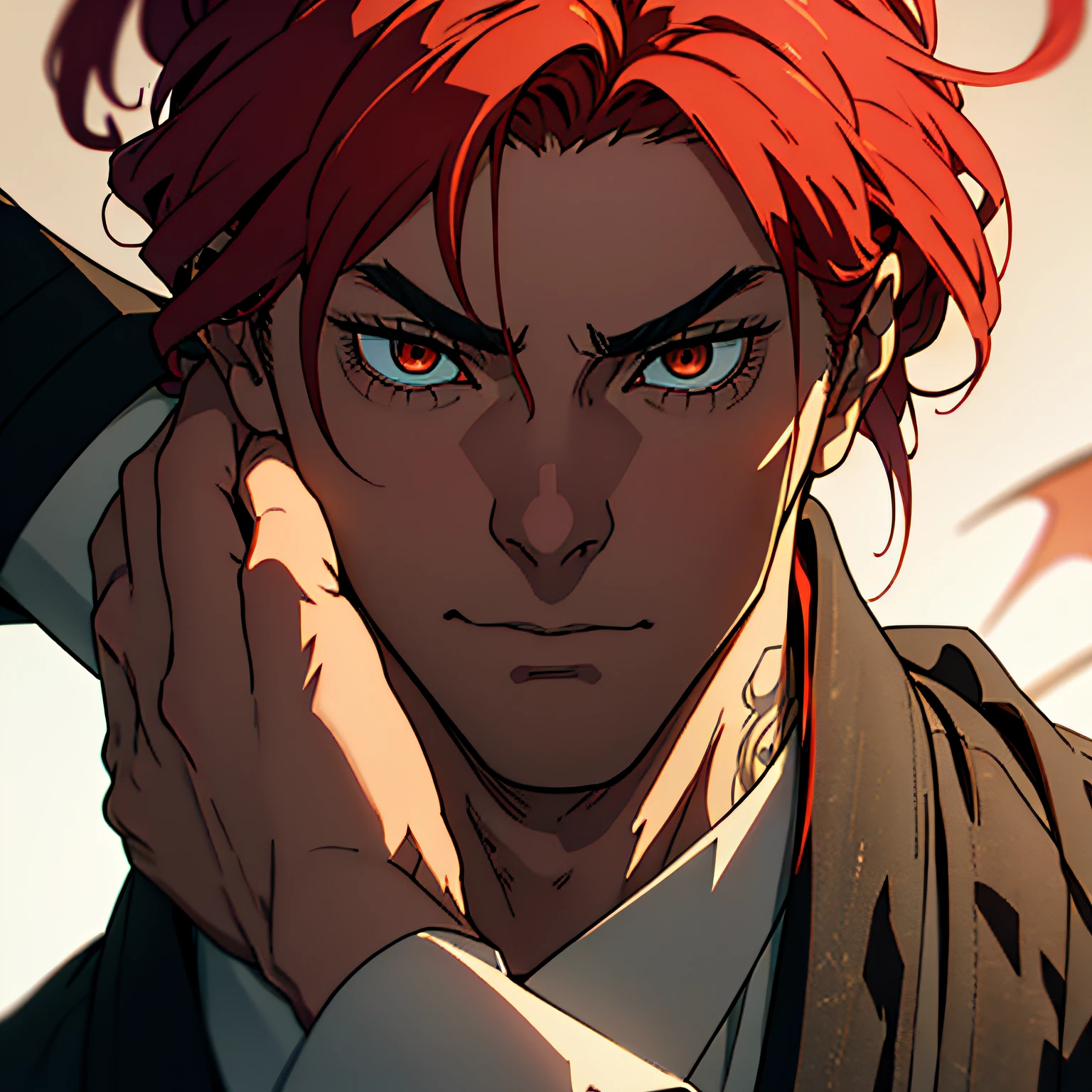 Close-up of a man with a tattoo on his arm, handsome guy in demon killer art, Guvez style artwork, handsome Japanese demon boy, Ross Tran and Bayard Wu, Rosla, Rosstrand style, in Sifu 🔥, Rostland !, Rostland style