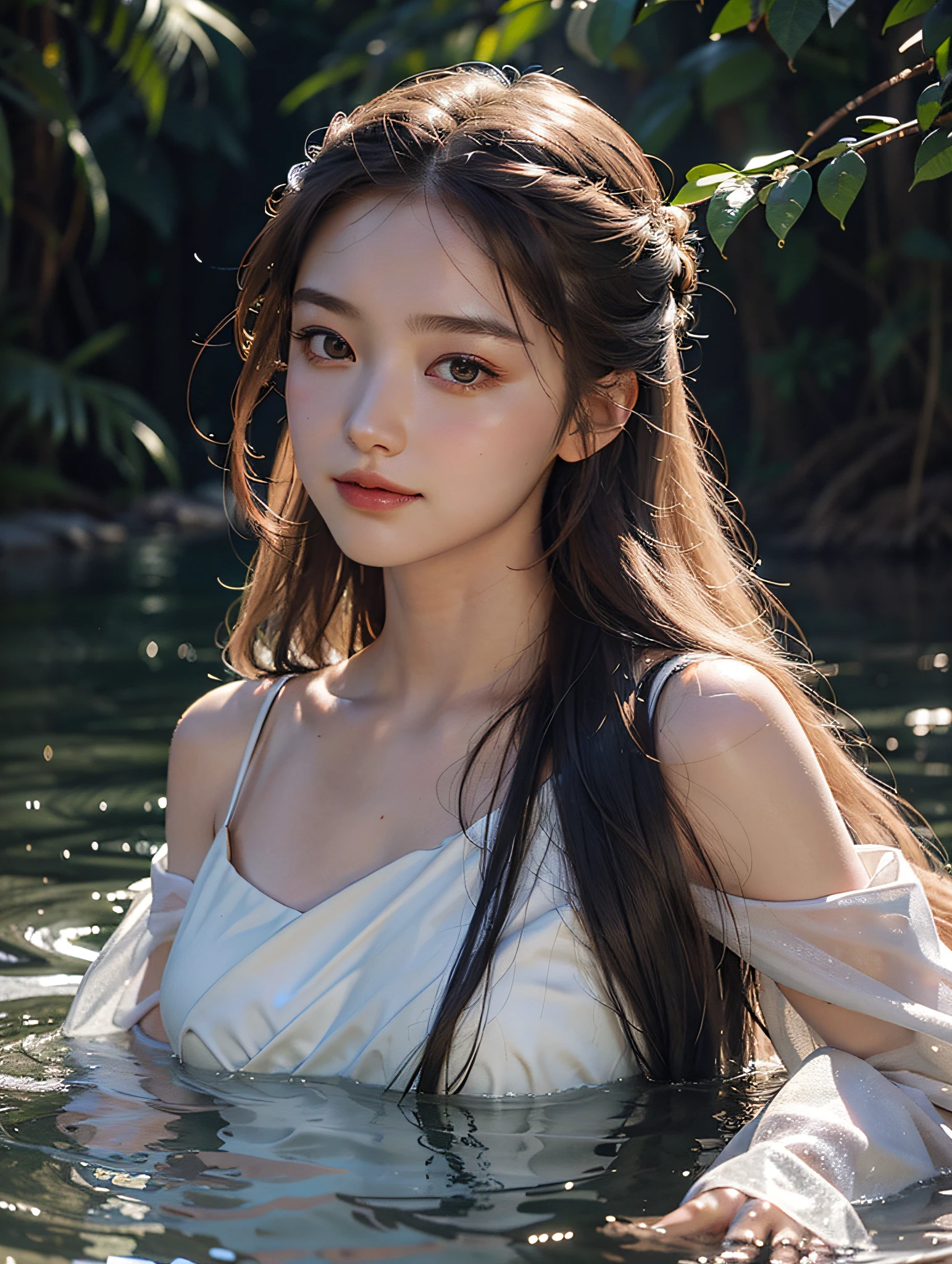 there is a woman sitting in a tub in the woods, a young asian woman, young asian girl, young asian woman, shot on canon eos r5, shot on canon eos r 5, beautiful young korean woman, an asian woman, soft portrait shot 8 k, beautiful young asian woman, shot on leica sl2, gorgeous young korean woman, asian girl