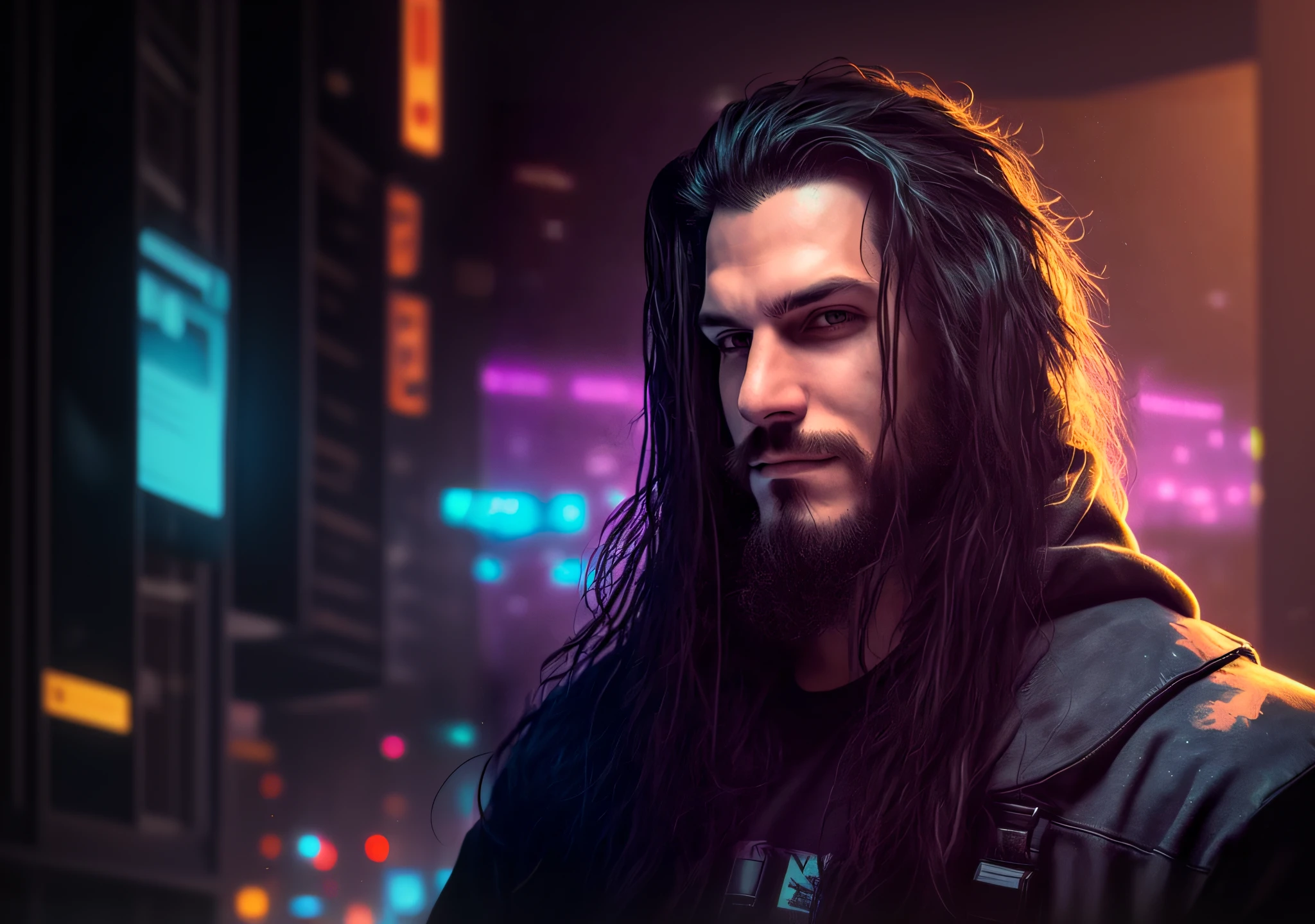 "Cyberpunk city, neon lights, blur, 8k"