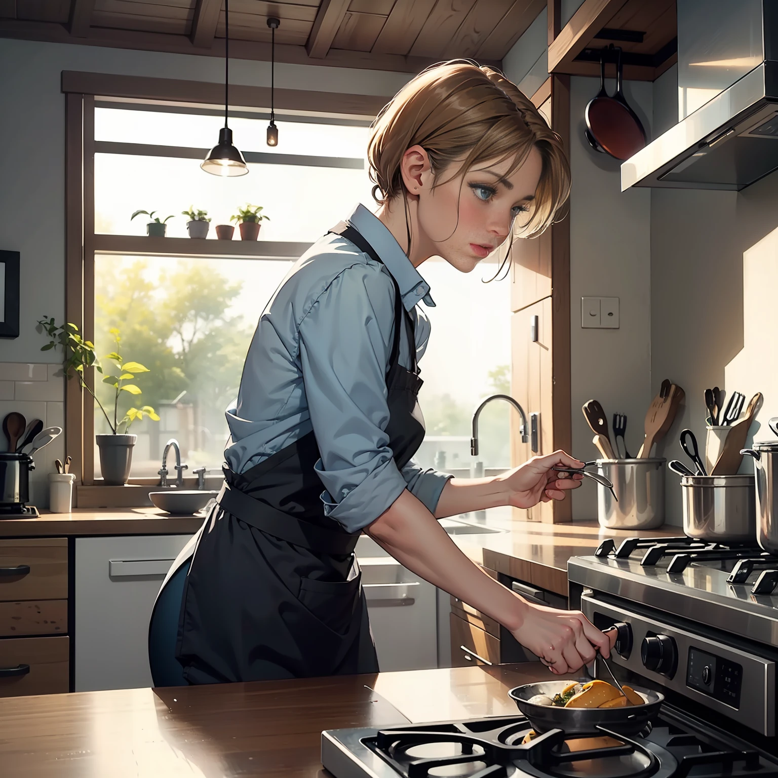 Middle-aged woman in kitchen