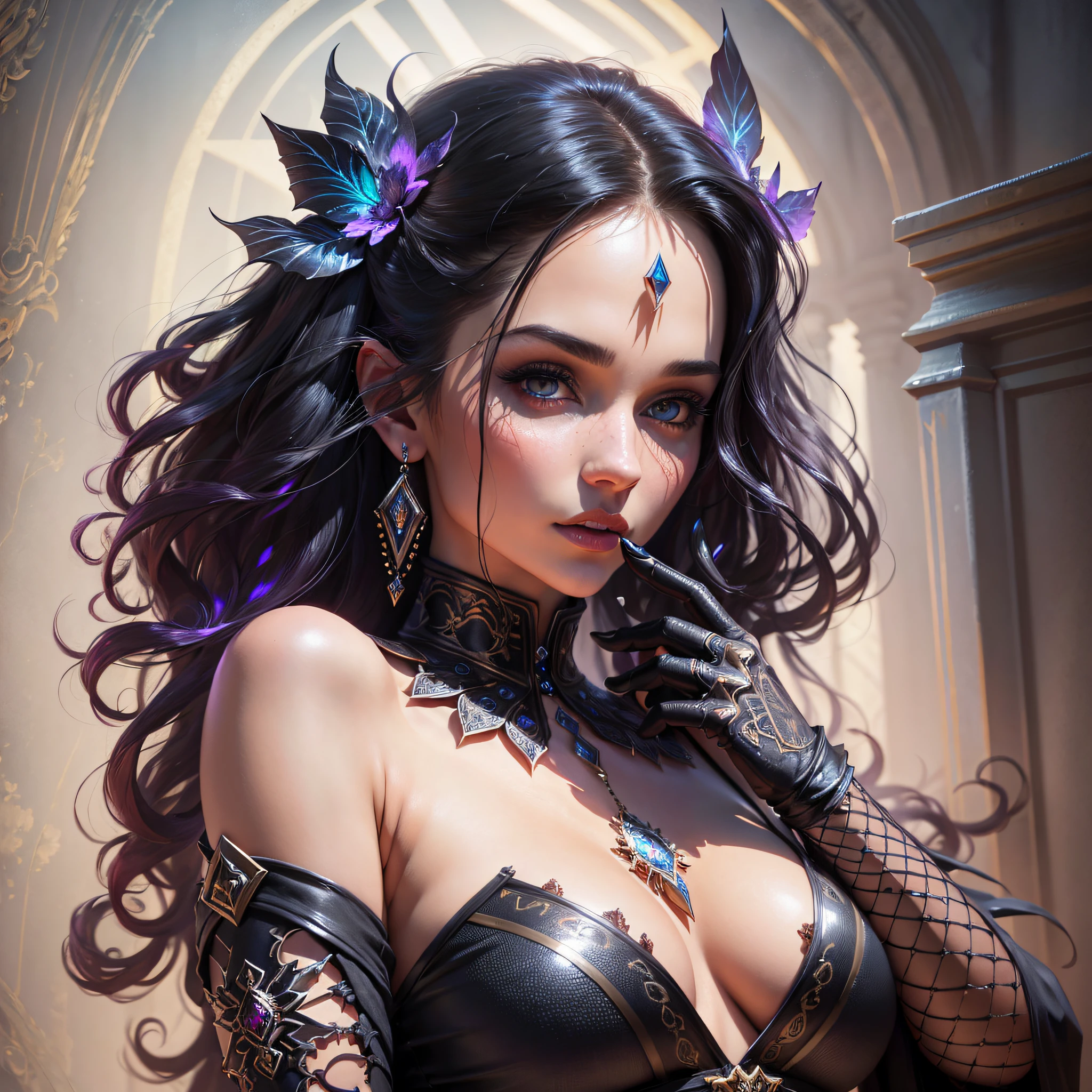 art by Ralph Horsley and mandy disher steampunk half Body Lady with Bones, spiderweb, skull, gemstone watercolor painting, Jean-Baptiste Monge style, bright, beautiful in spring, splash, big perfect eyes, rim lighting, lights, magic, fantasy, digital art, wlop, artgerm and james jean, mini dress lace
