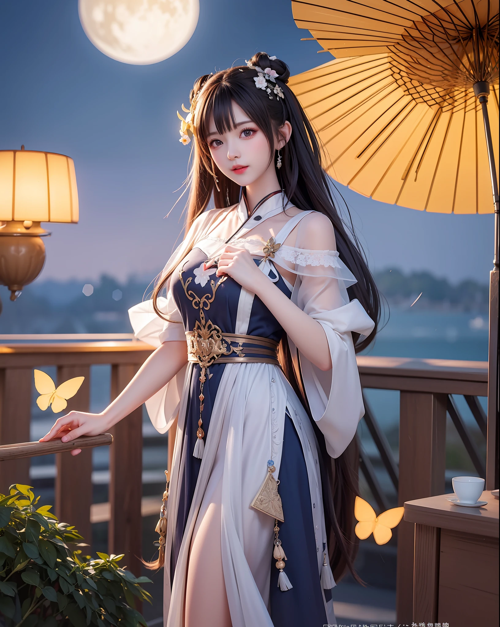 (8k, RAW photo:1.2), best quality, ultra high res,dramatic angle,(fluttered detailed color splashs), (illustration),(((1 girl))),(long hair),(rain:0.9), (头饰:1.4),少女身边有一座古宫,汉服,(重点),彩色水墨画,(泼彩),泼彩,(((colorful))),(素描:0.8) , Masterpiece, best quality, beautiful painted, highly detailed,(denoising:0.6),[splash ink],((ink refraction)), (beautiful detailed sky),moon,highly,detaild,(masterpiece, best quality, extremely detailed） CG unity 8k壁纸，杰作，最好的质量，超详细），（石蒜），