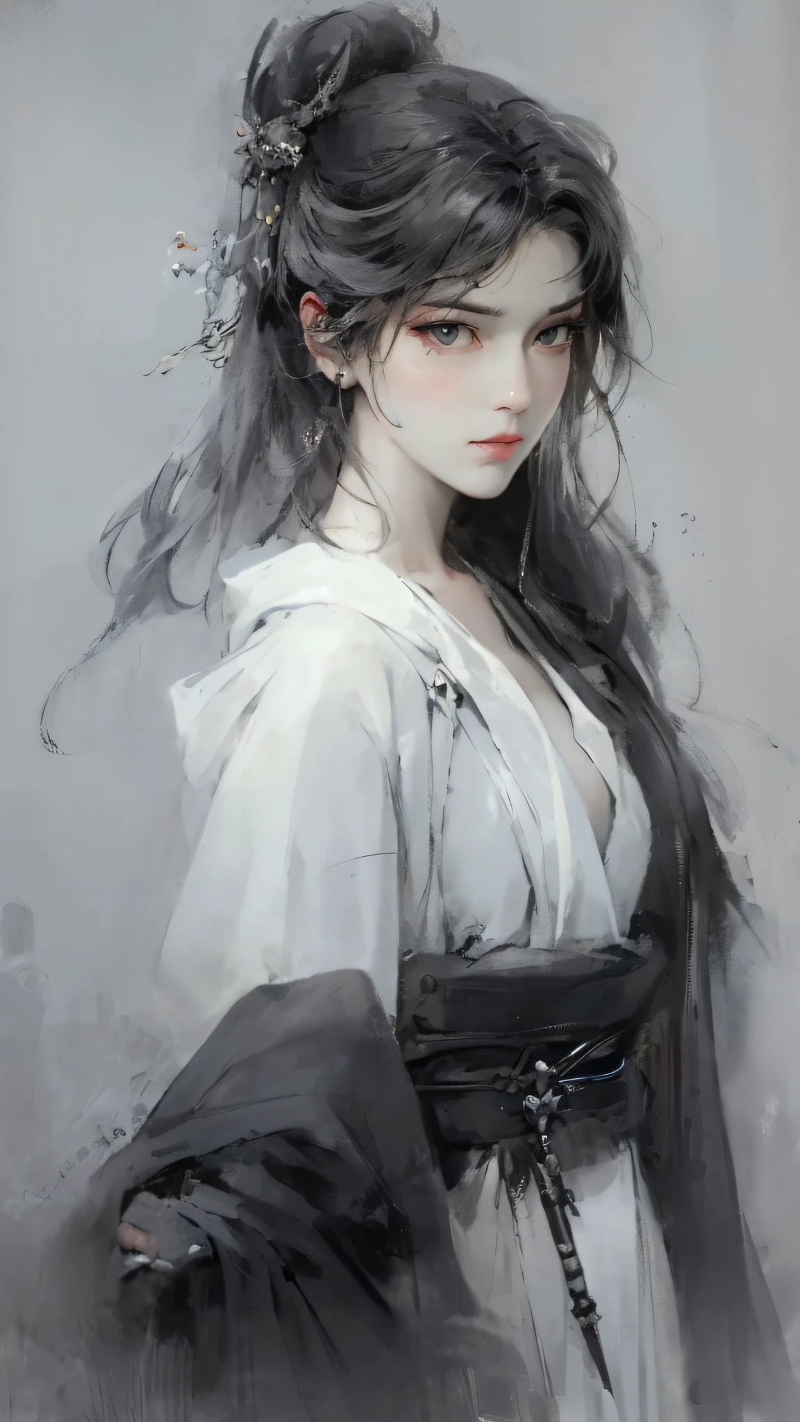 a close up of a woman with white hair and a white mask, beautiful character painting, guweiz, artwork in the style of guweiz, white haired deity, by Yang J, epic exquisite character art, stunning character art, by Fan Qi, by Wuzhun Shifan, guweiz on pixiv artstation