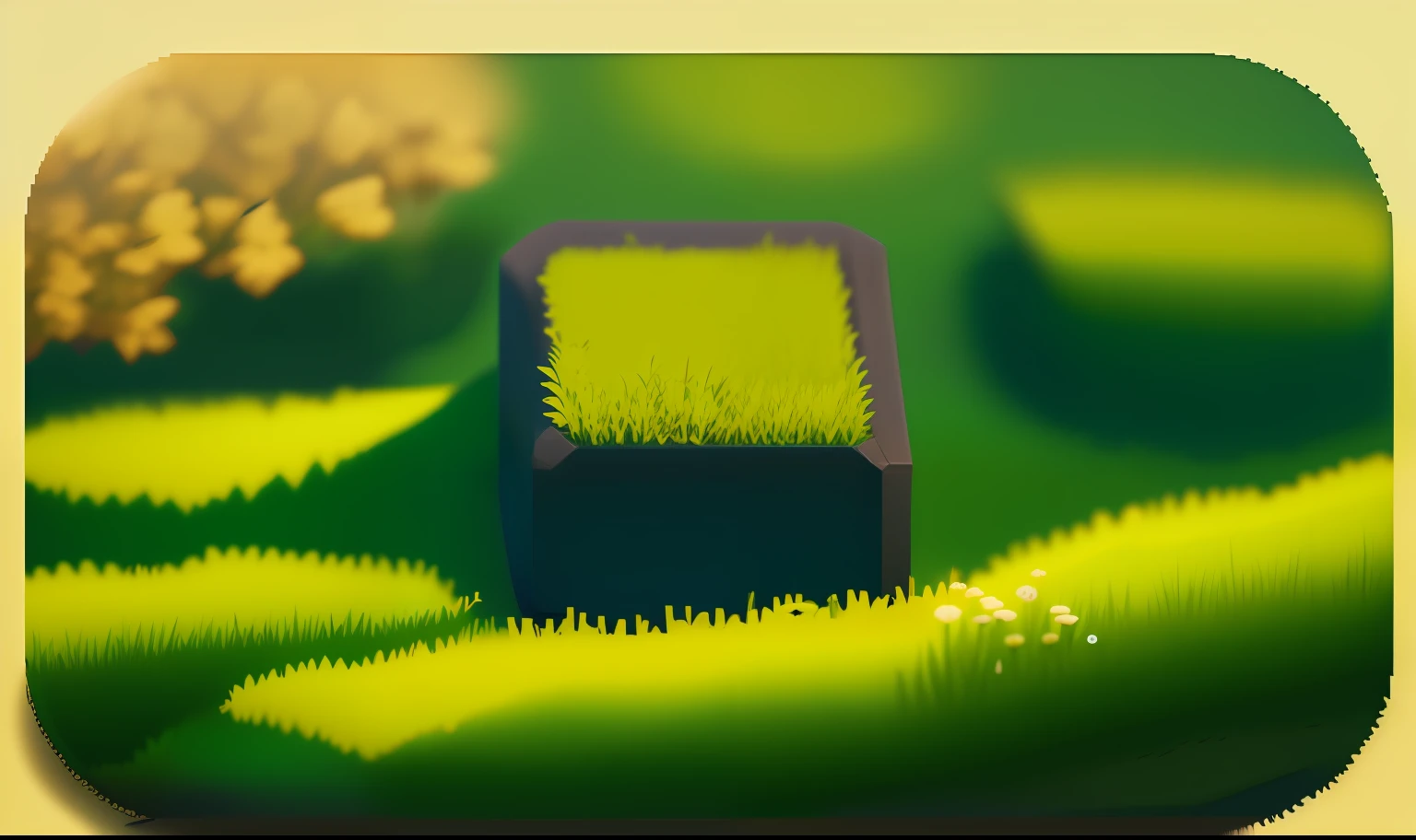 pixelart Block of grass, peaceful, with flowers, tile,  pixelart style