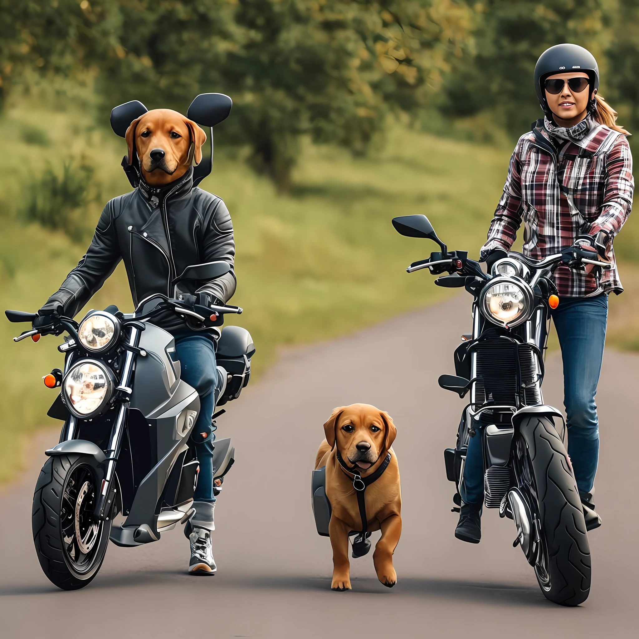 Cute dog walking ďe motorcycle 4 k realistic --auto