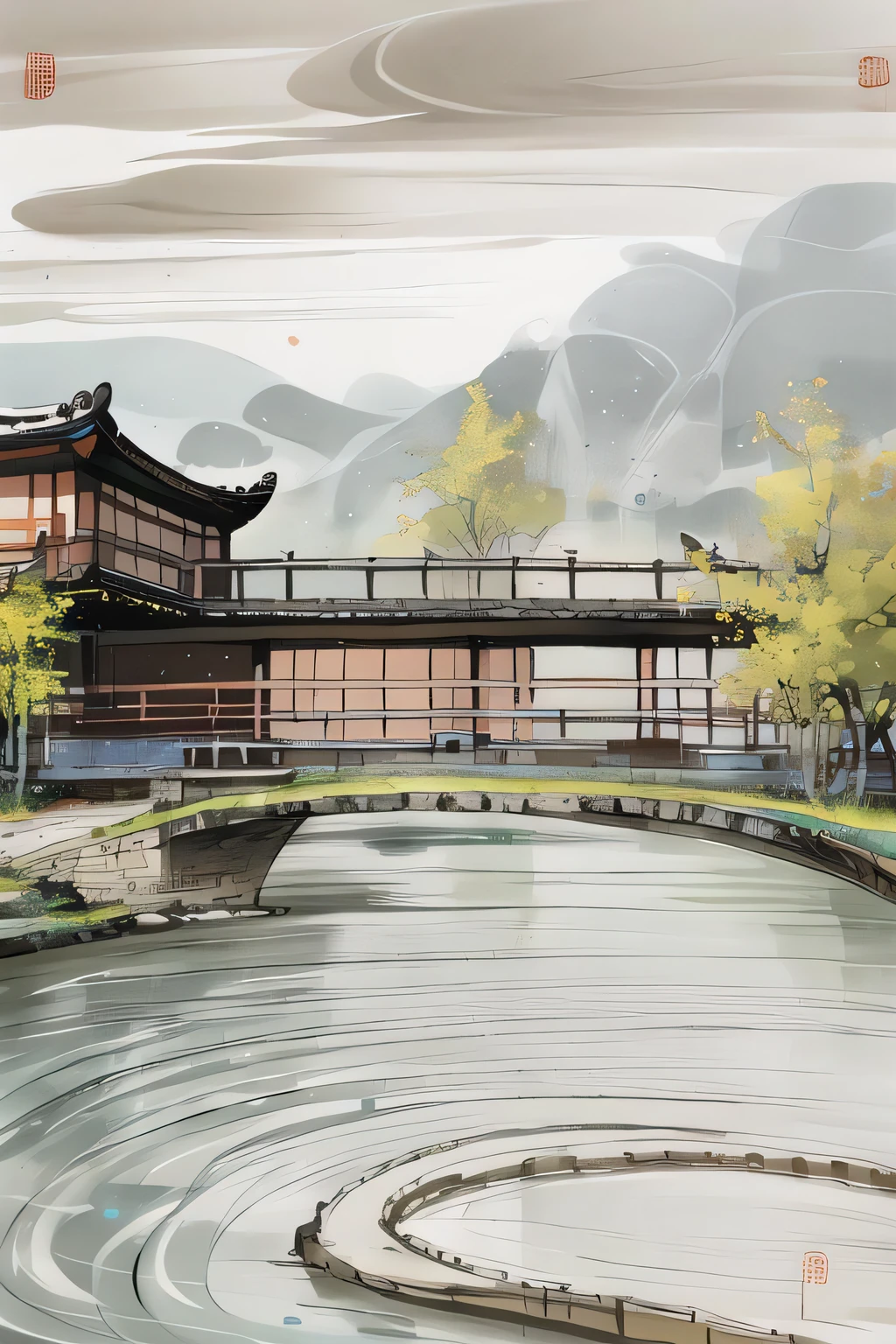 wyy style,wgz style,
Chinese palaces surround the central stage, there are mechanical gears on the building, Chinese style, red, Volume cloud, Volume light