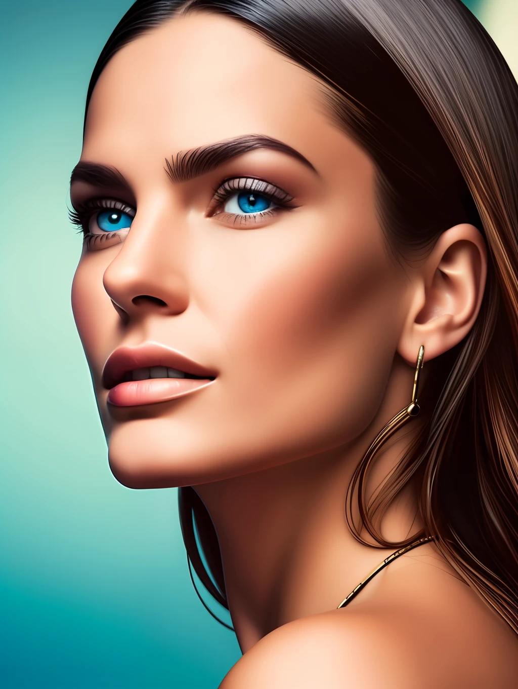 An extreme close up photography of a insanely beautiful woman in the style of Mario Testino, magazine cover shot