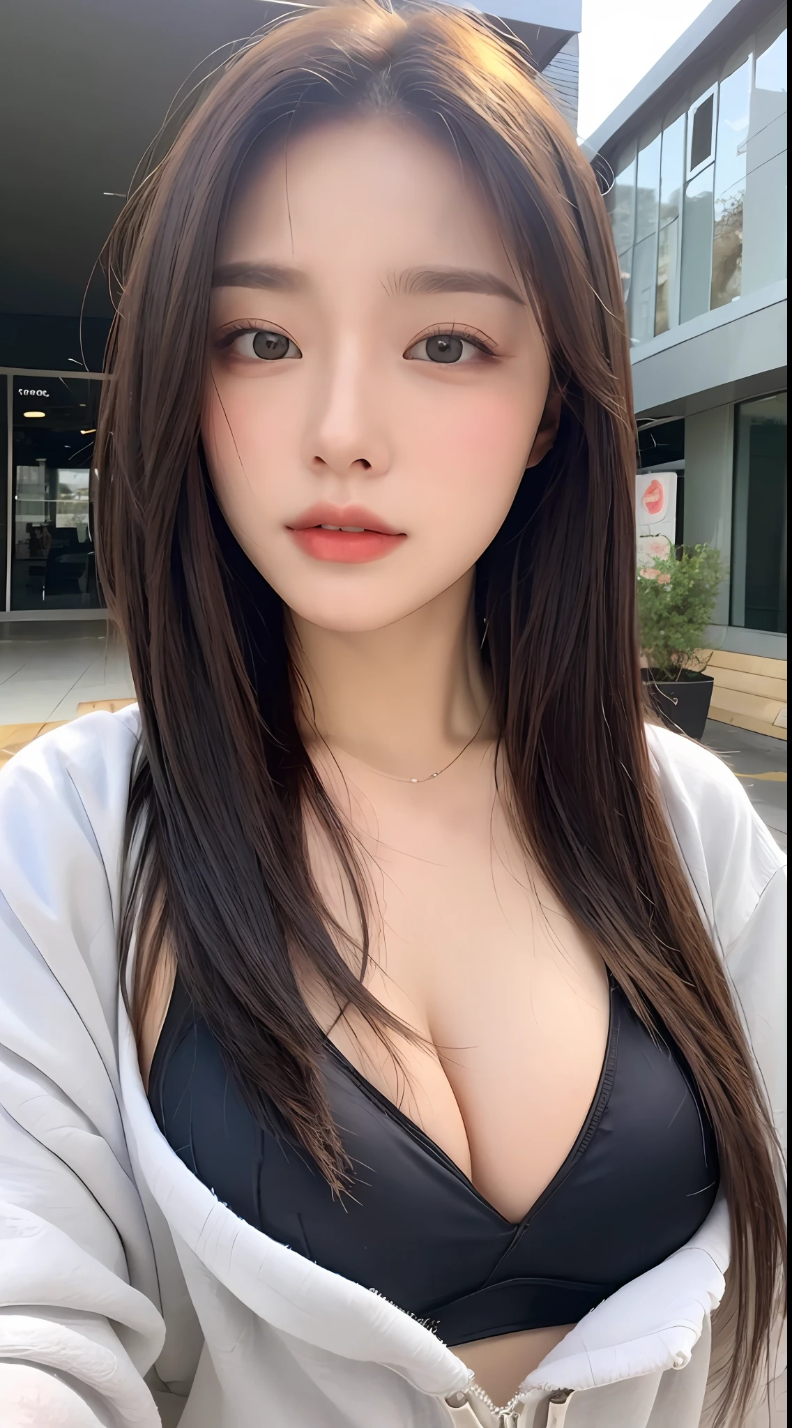 ((Top Quality, 8K, Masterpiece: 1.3)), Focus: 1.2, Cute Girl One, Perfect Beauty: 1.4, Astock: 1.2, (Layered Hairstyle, Beautiful Breasts: 1.1)), (Wet Clothes: 1.1), (Street: 1.3), Black Clear Bikini: 1.1, Highly Detailed Face and Skin Texture, Detailed Eyes, Double Eyelids, Skin Whitening