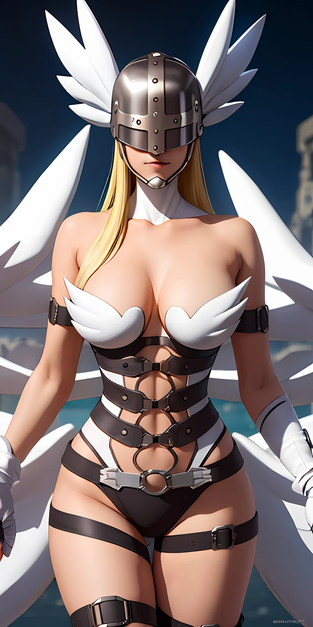 ((ultra high resolution 8k)) the most beautiful girl,the most beautiful of all,Digimon\(Angewomon\), helmet, sexy outfit,\(angewomon\),1girl,solo,large_breasts, steampunk