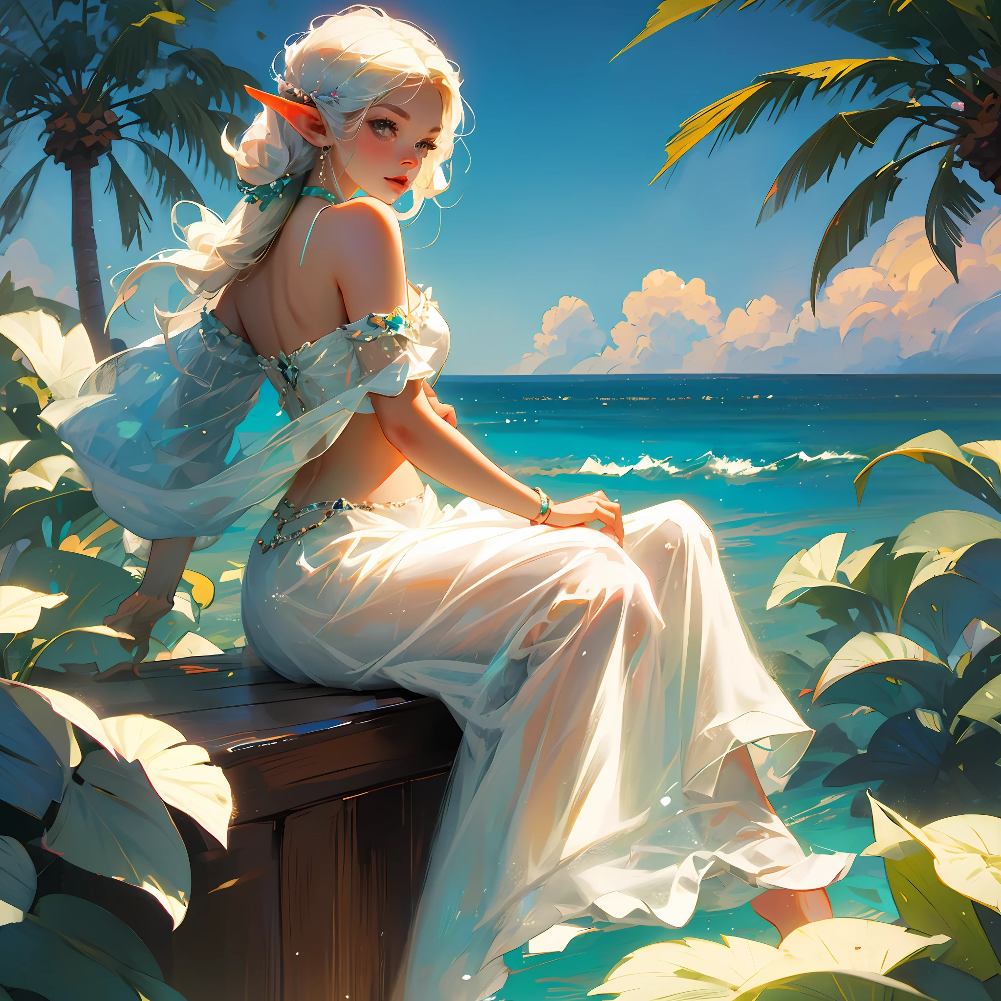 Maiden, seaside, swimsuit, cute, elf --auto