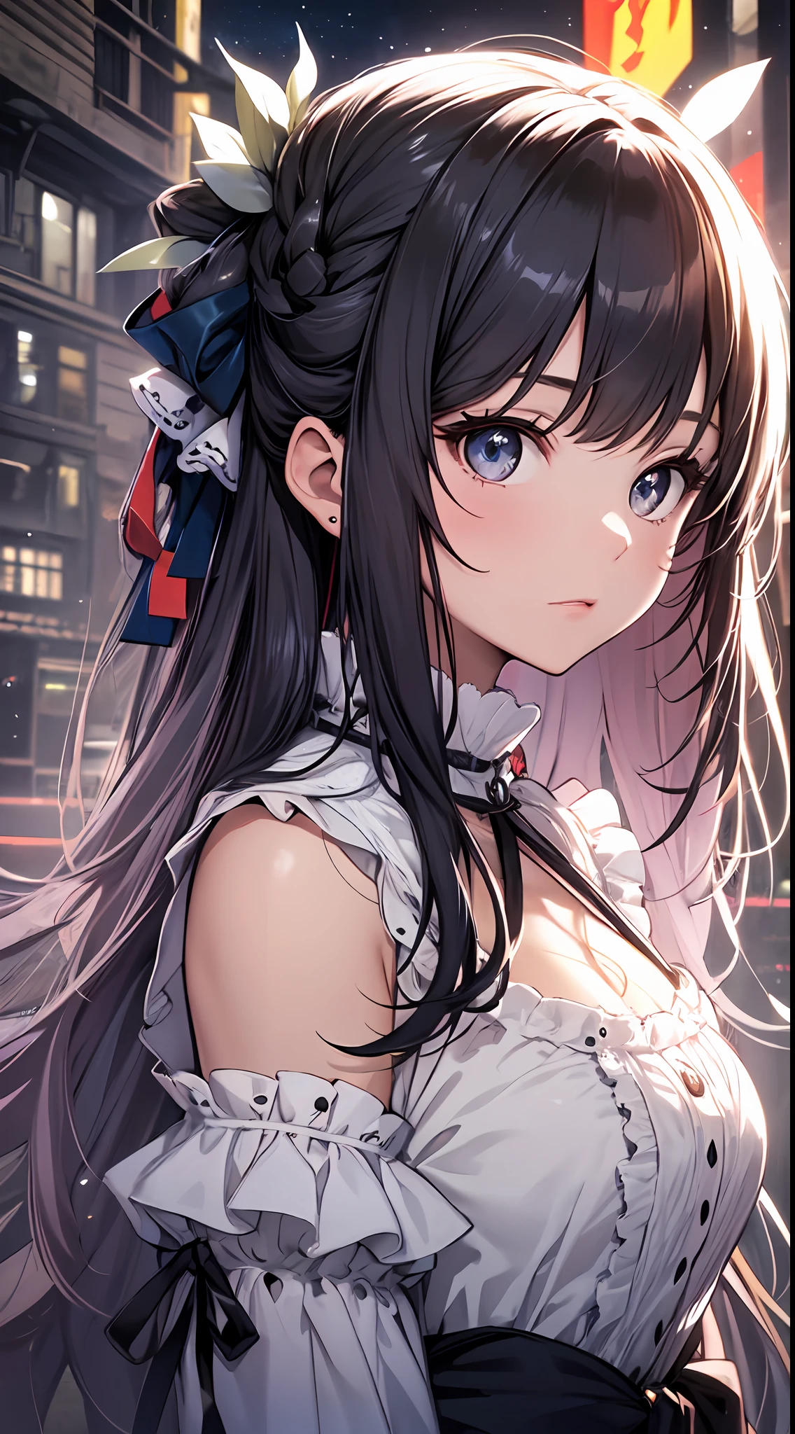 "A ray of light shines into the dimly lit room, and in the center of it are Japan little six-year-old girls, whose faces are full of spirit-like innocence, whose transparency and potential for the future give them a fascinating presence.

The girl wears a gothic Lolita-style fluffy dress. Its velvet and silk materials are beautifully decorated with delicate lace and ribbons. Part of the dress is soft, bulging tulle, expressing a fluffy texture that makes you feel impressed.

Her skin is transparent, and its purity can be said to be a symbol of the beautiful girl that Akiba men yearn for. Her big eyes are as deep as a lake, and they are filled with curiosity and innocence.

Her presence is like an art in the room. The fusion of innocence and possibility is not only visually beautiful, but also deeply resonates in the heart.

In this work, the transparency of the girl, the texture of her clothes, the composition in which she comes forward, everything is delicately depicted in detail. It's a masterpiece of the best."

Her skin is crystal clear white, and its transparency emphasizes her purity and anticipation for the future. Her big eyes are as quiet and deep as a lake, and her gaze is full of innocence and curiosity.

Her presence radiates a charm that no one in the room can take their eyes off of. Her innocence and great potential for the future make her special.

In this work, the transparency of the girl, the texture of her clothes, the composition in which she comes forward, all of these are delicately depicted in detail. I would say masterpiece of the best." The image should be hyper-realistic, highly detailed, and in high-resolution 16k. Use a Sony Alpha 1 Mirrorless Camera with a Sony FE 24-105mm f/4 G OSS lens. Set the ISO sensitivity to 32,000 and the shutter speed to 1/125 second. The image should be framed in such a way that the girl is in the center, with the vast starry sky above and the rolling hills of "Princess Mononoke" in the background. --ar 16:9 --