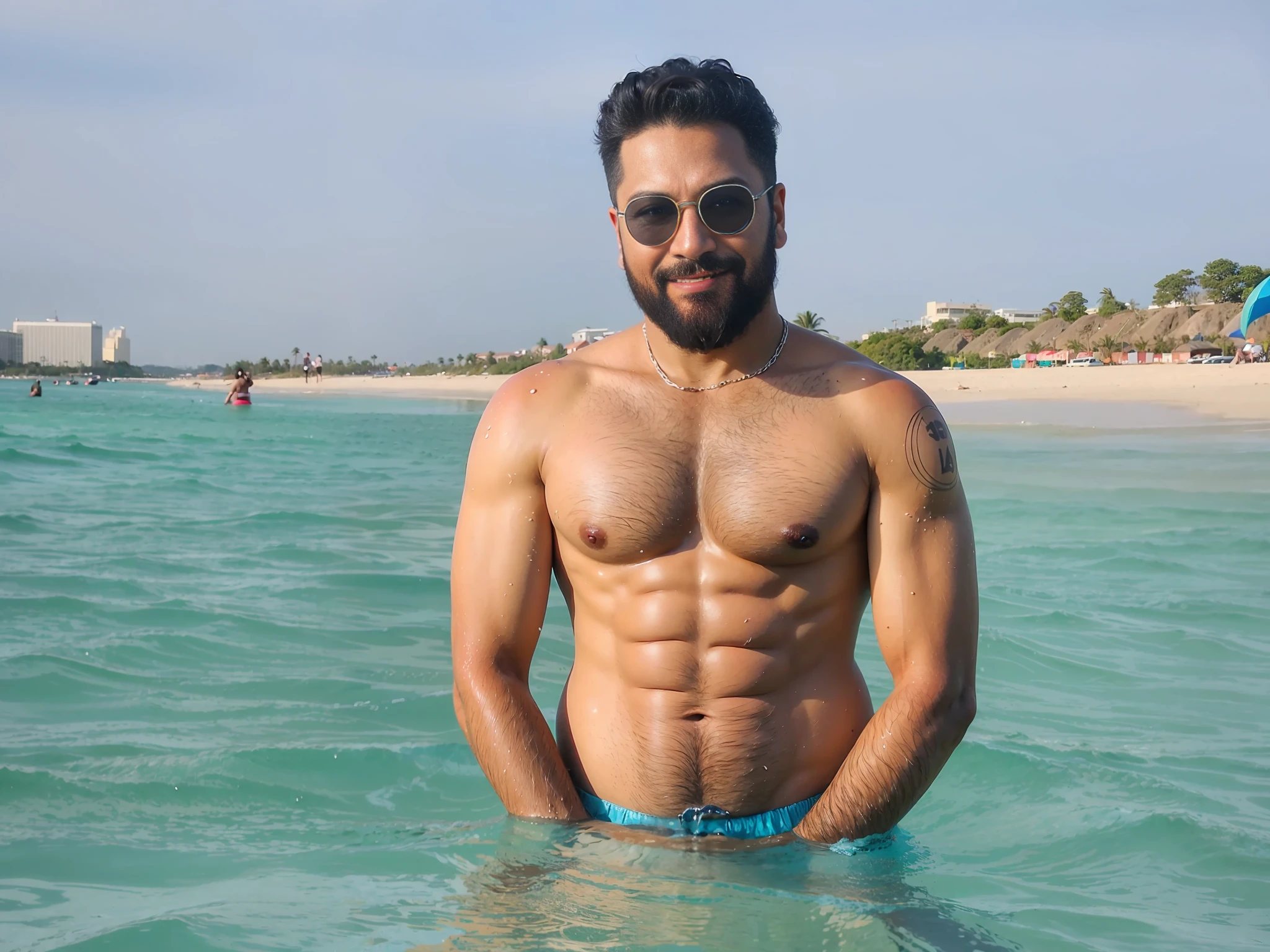 Muscular male chest and abdominal area