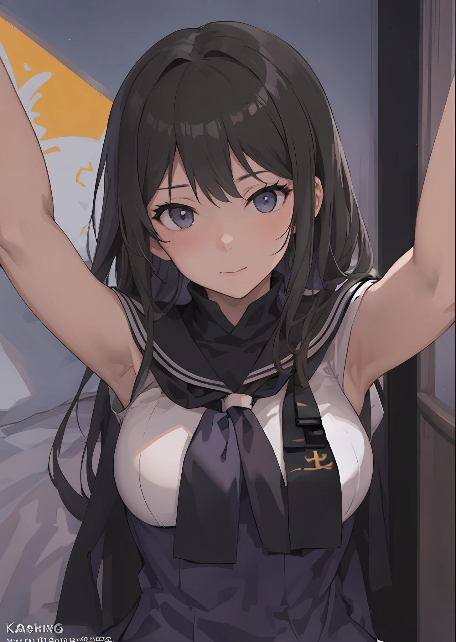 Anime girl in black sailor suit posing in front of wall, seductive anime girl, fine details. Girls Frontline, From Girls Frontline, Kantai Collection Style, Charming Anime Girl, Anime Moe Art Style, [4K Digital Art]!, Kawashi, Gwise, Beautiful Charming Anime Woman, Makoto, Best Anime 4K Konachan Wallpapers