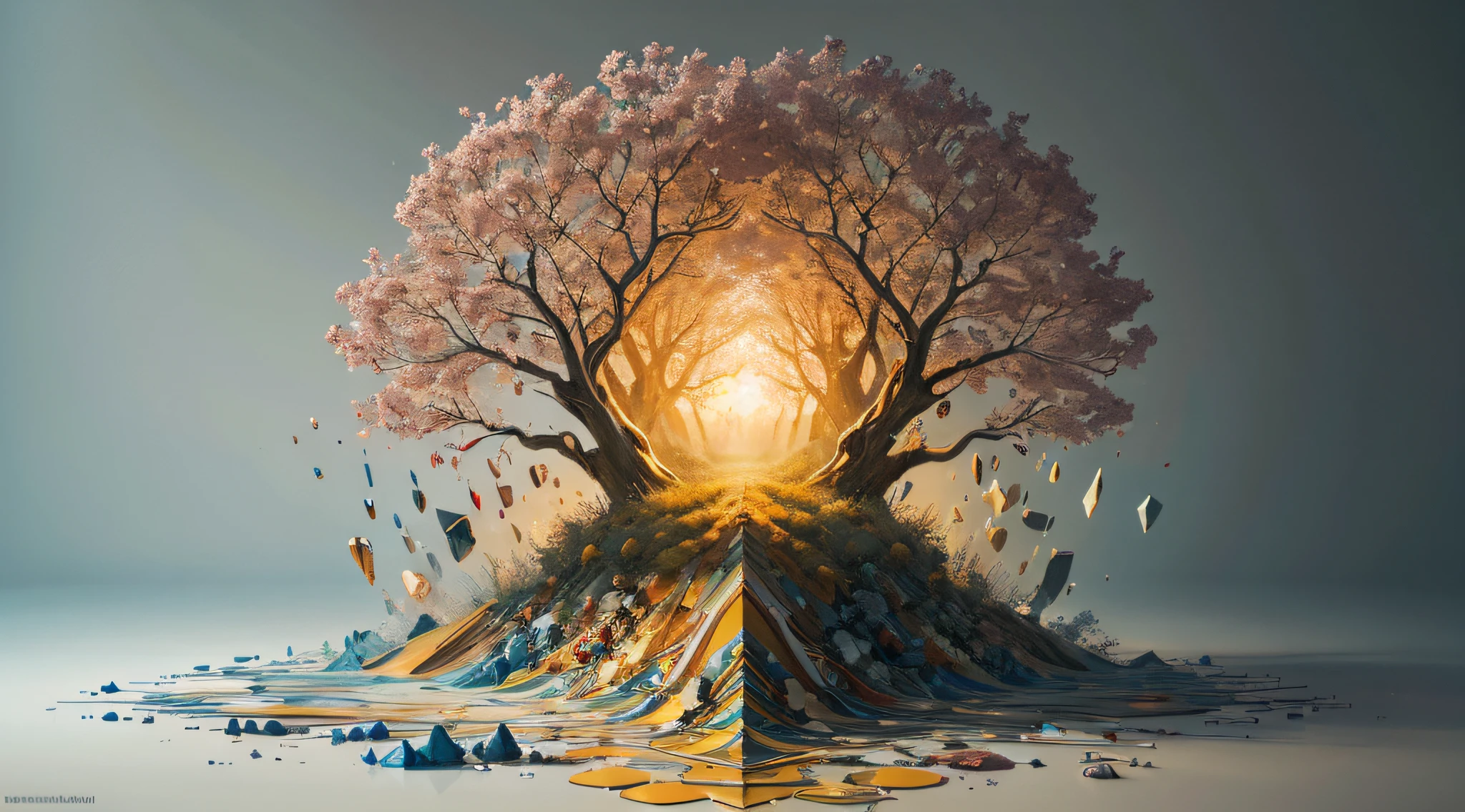 Beautiful symmetrical full body photo painted in oil with thick brushstrokes and wet paint, Fibonacci, golden ratio, melted wax, visible brushstrokes, surrounded by crystal spheres, 3D tessellation wireframe, neural graphic, neurons, tree of life, color, love, passion, oil on canvas, thick brushstrokes, insanely detailed, 8k uhd, masterpiece, artstation, surreal