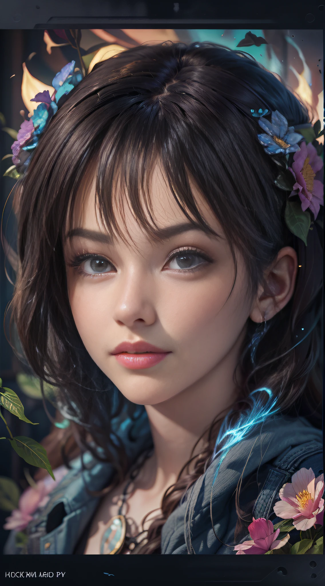 Flowers have reopening day, no more youth, surrealist female portraits by David Hockney and Alphonse Mucha, fantasy art, photorealism, dynamic lighting, artstation, poster, volumetric lighting, very detailed faces, 4k, award-winning, 1girl, in the dark, deep shadows, low-key, denim photos, (formal wear: 1.4), long hair, gray hair,