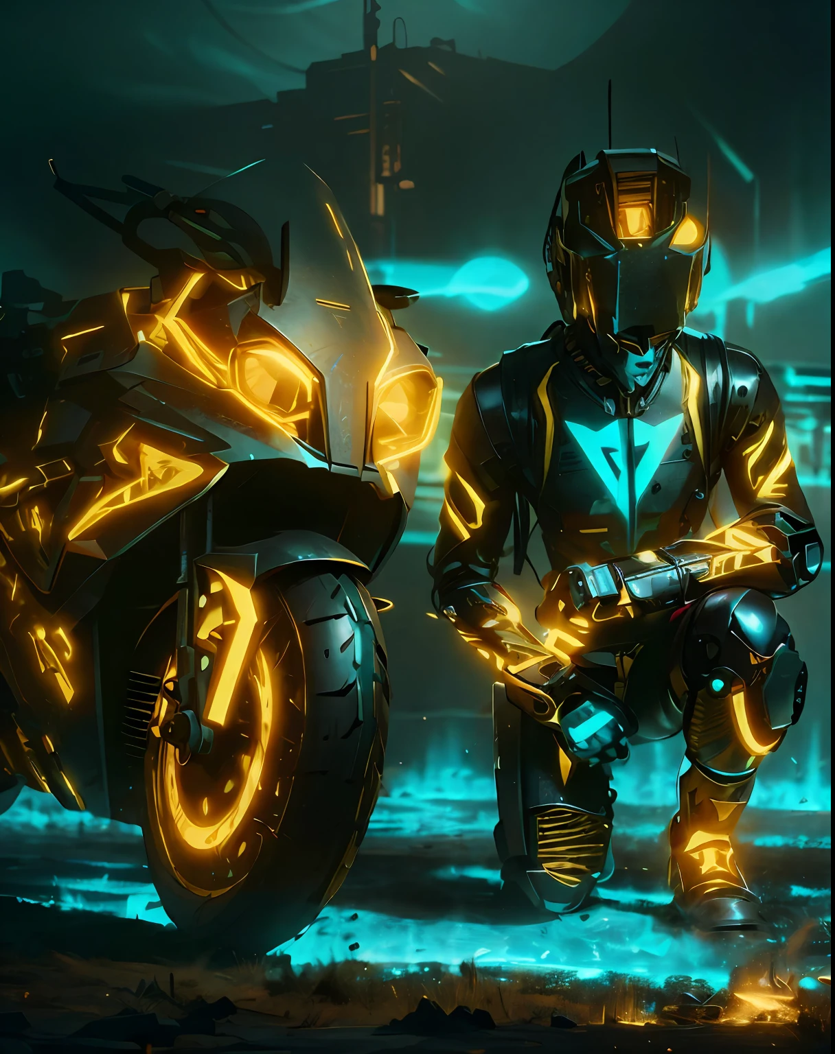 Black & Gold, Optimus Prime, (1 Mechanical Boy), Solo, Underground Garage Background, Mech Helmet, Robot, Glowing Mech, Mechanical Joints, ((Ultra-realistic Detail)), Portrait, Global Illumination, Shadows, Octane Rendering, 8k, Super Sharp, Metallic, Complex, Decoration Detailed, Cool Color, Egyptian Detail, Highly Complex Detail, Realistic Light, Trending in CGSOCIETY, Glowing Eyes, Neon Detail, Bloo