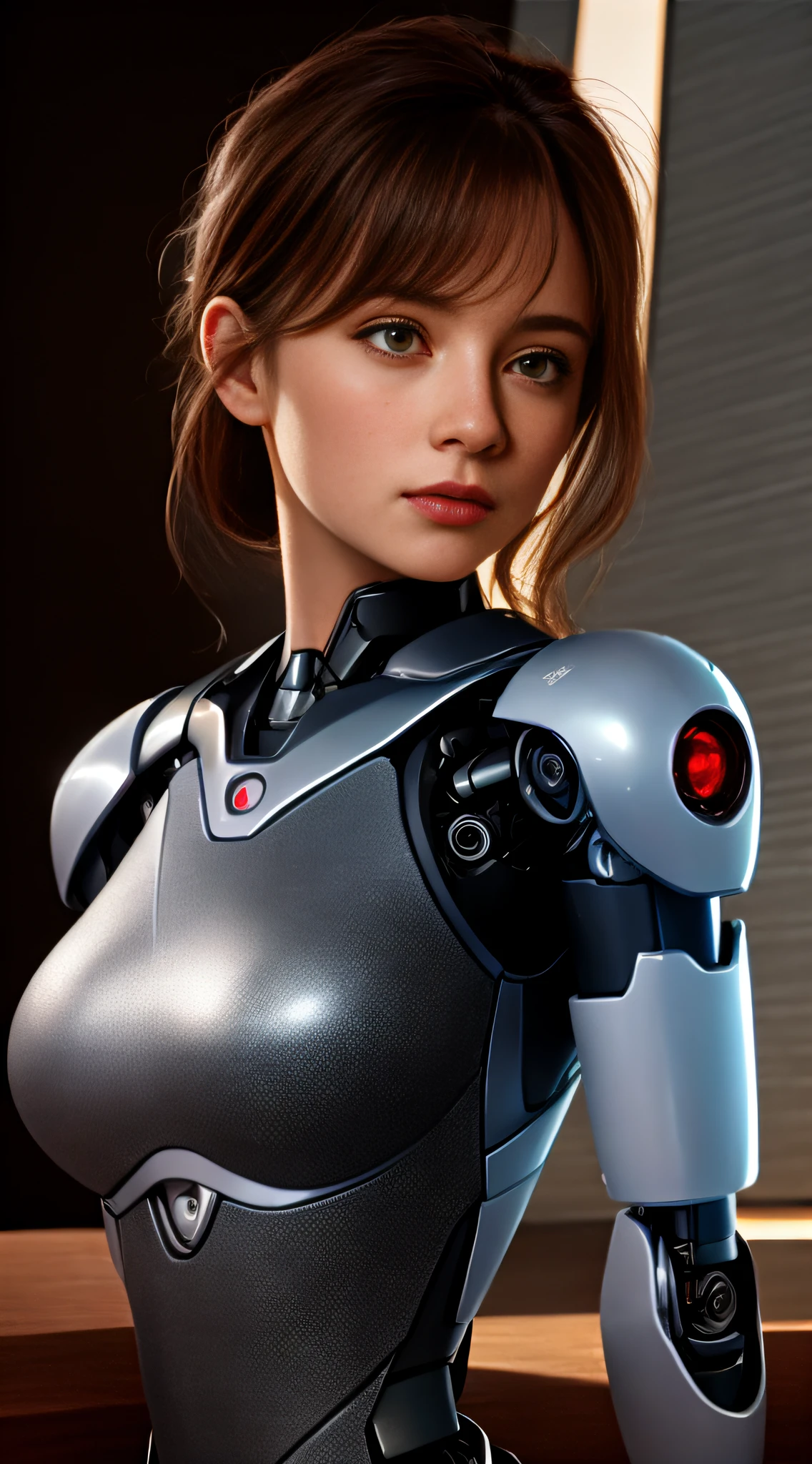 ((Best Quality, 8K, Masterpiece: 1.3)), Beautiful Face, (Photo Realistic: 1.4), Soft Lighting, (High Detail Skin: 1.3), 8K Ultra HD, DSLR Camera, High Quality, High Resolution, 4K, 8K, Ridiculous, Best Ratio Four Fingers and One Thumb, (Reality: 1.4), (Realistic Medium Breast: 1.3)), Highly Detailed Face and Skin Texture, Detailed Eyes, Double Eyelids, Full Body View, 1 Girl, Complex 3D Render highly detailed beautiful ceramic silhouette female robot face, robot, robot parts, 150 mm, beautiful studio soft light, edge light, vibrant details, luxury cyberpunk, lace, surrealism, , facial muscles, cables, microchips, elegant, beautiful background, octane rendering, HR Giger style, 8k, best quality, masterpiece, illustration, very refined and beautiful, very detailed, CG, uniform, wallpaper, (fidelity, fidelity: 1.37), Amazing, fine details, masterpiece, best quality, official art, very detailed CG unified 8k wallpaper, ridiculous, incredibly ridiculous, robotic