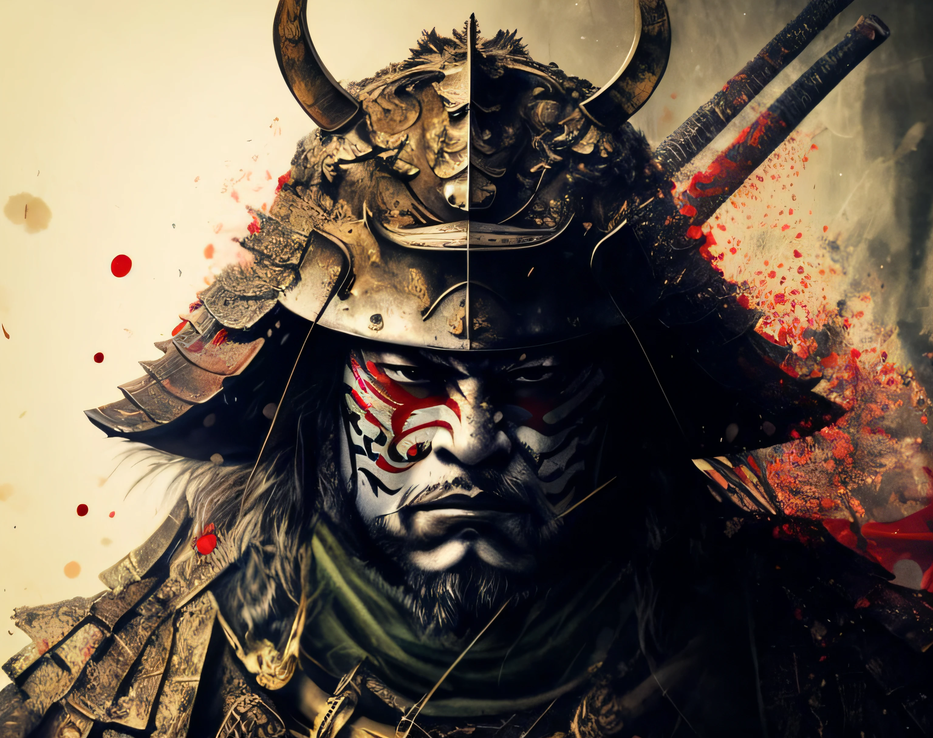 A closeup of a samurai with a helmet and a sword, samurai warrior, epic samurai warrrior, samurai portrait, samurai style, cyborg samurai, demon samurai warrior, japanese samurai, demon samurai, samurai with demonic mask, ancient japanese samurai, black bull samurai, japanese warrior, feudal art of, samurai, as samurai, samurai mask, samurai vinyl wrap
