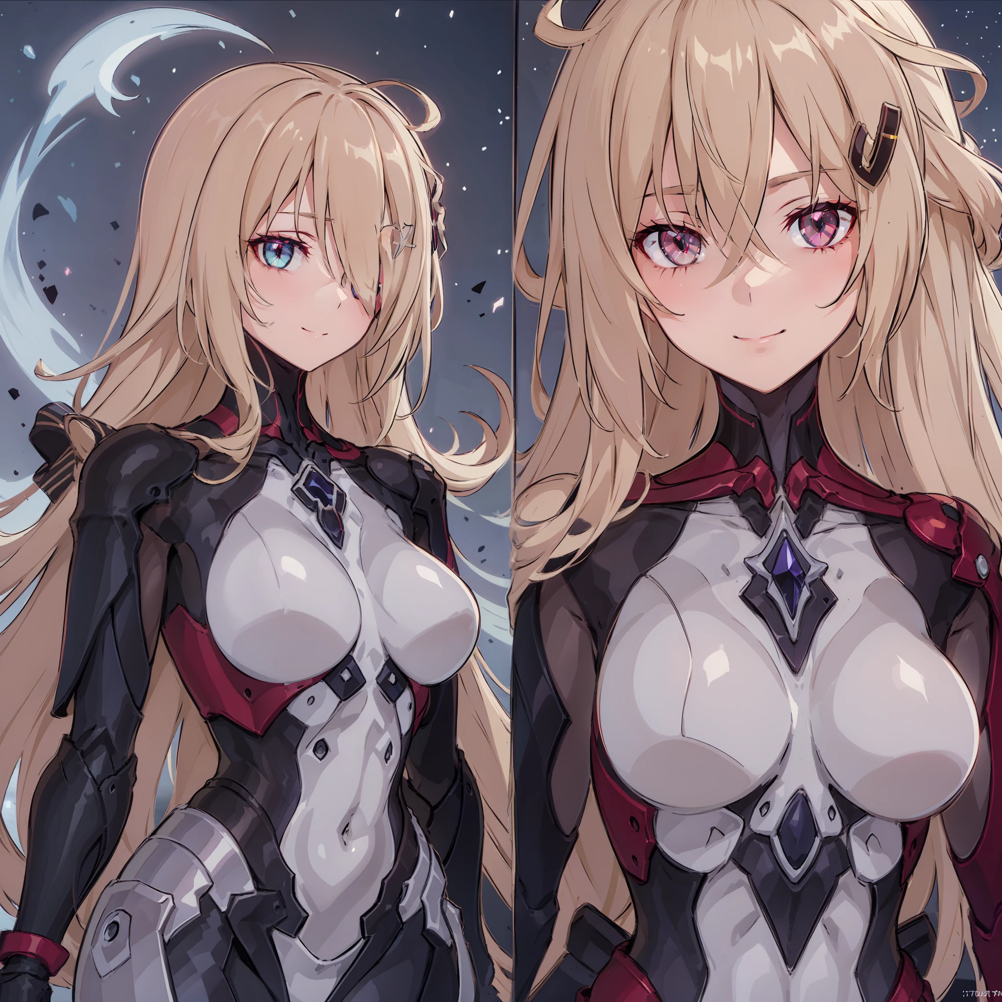Nemesis\(tof\), anime, best quality, masterwork, ultra detailed face, ultra detailed eyes, glowing eyes with frost energy, (anime eyes), (large breast:0.6), adult, artstation, concept art, sharp focus, concept art, good contrast, good lighintg, glowing clothes, eyes shadow, (eyes looks in the middle, delicate smiling), full body, Night sky