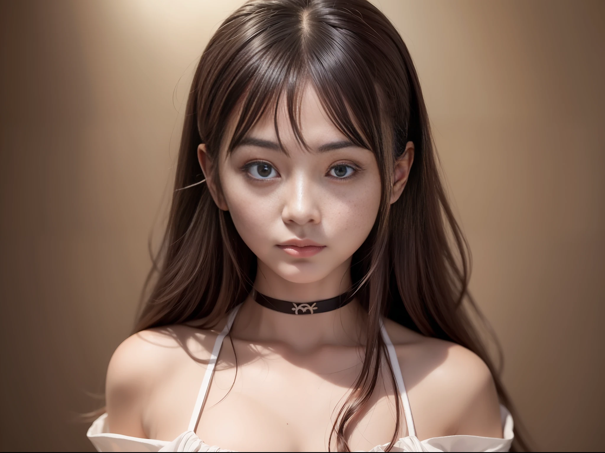 Ultra HD, long hair, dark hair color, slightly Japan human face, soft hair, gentle expression, clothes that hide the collarbone, clear eyes, lifelike delicacy