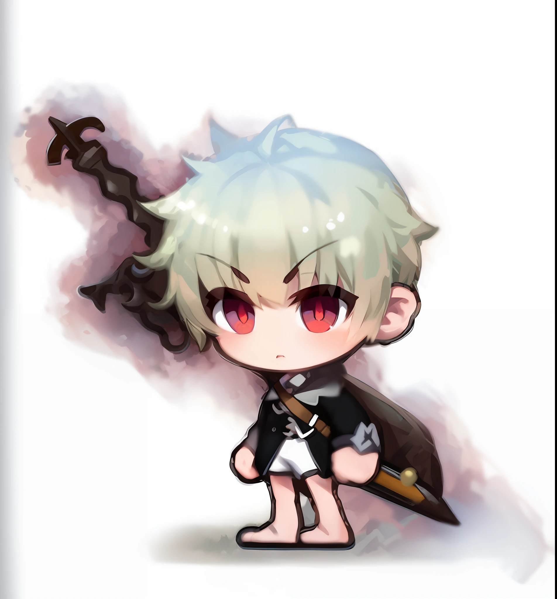 looking at the view,1 handsome boy,red eyes,a black sword on his back --auto --s2