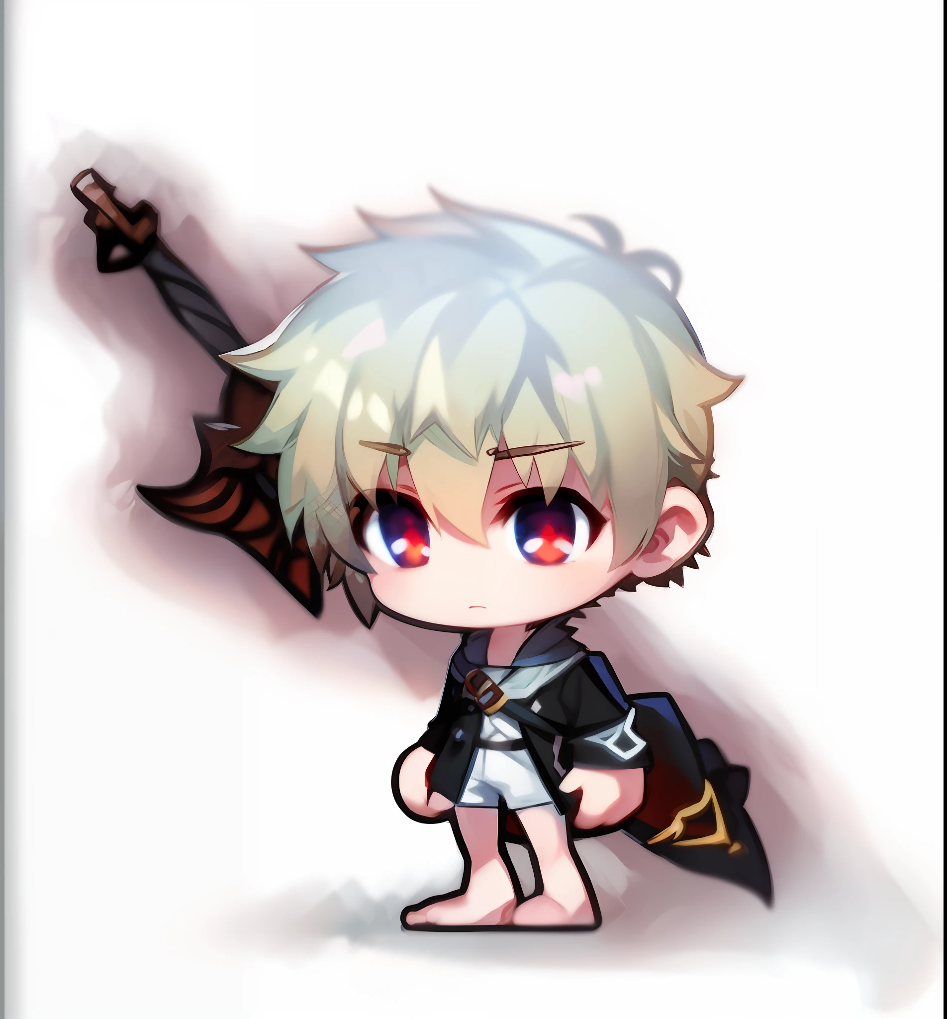 looking at the view,1 handsome boy,red eyes,a black sword on his back --auto --s2