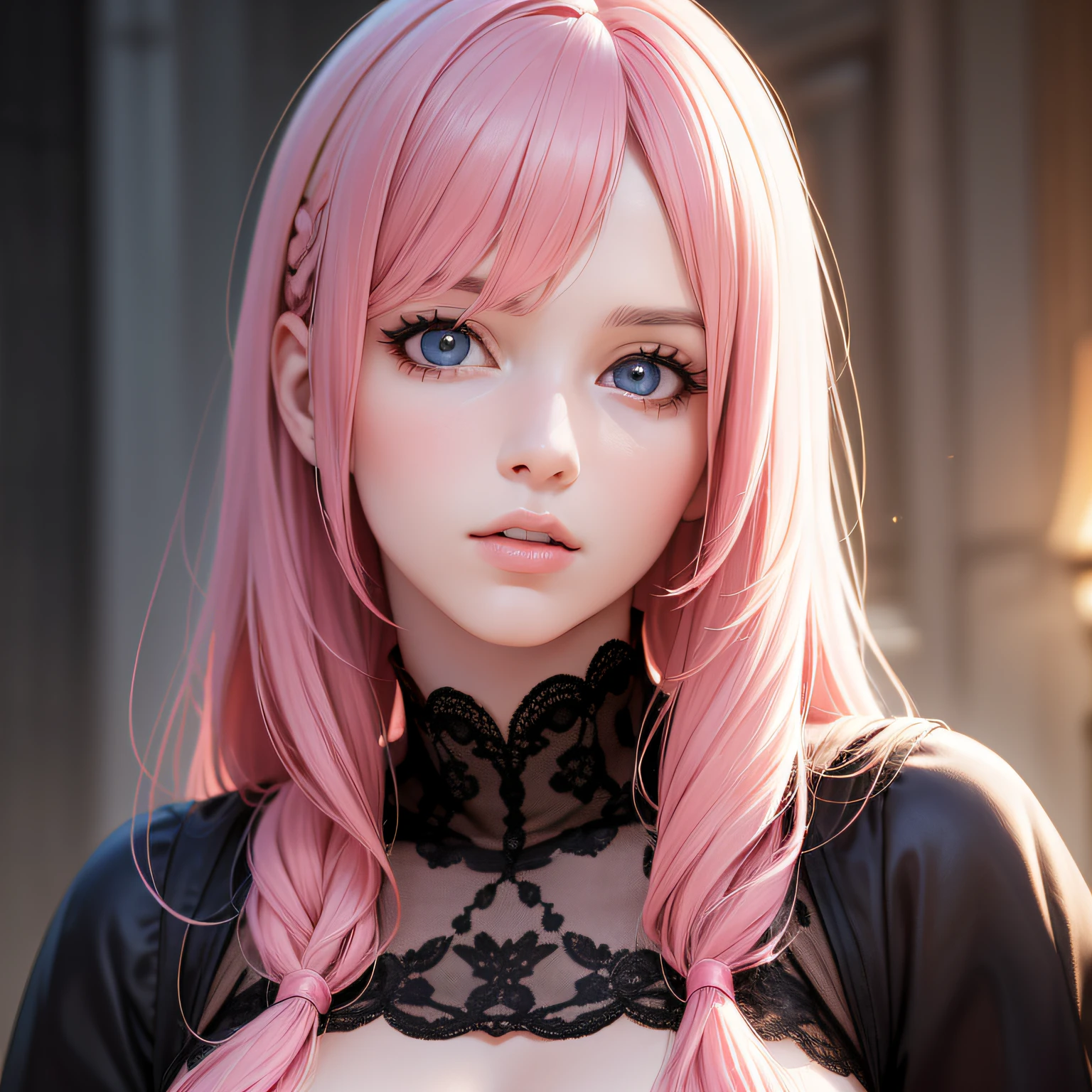 (Masterpiece:1.3), (8k, Realistic, RAW Photos, Best Quality: 1.4), (1 Girl), Beautiful Face, (Realistic Face), (Pink Hair, Long Hair:1.3), Nice Hairstyle, Realistic Eyes, Beautiful Detailed Eyes, (Realistic Skin), Beautiful Skin, (Underwear), Ridiculous, Attractive, Ultra High Resolution, Ultra Realistic, RAWE Very Detailed, Golden Ratio, Full Body Portrait
