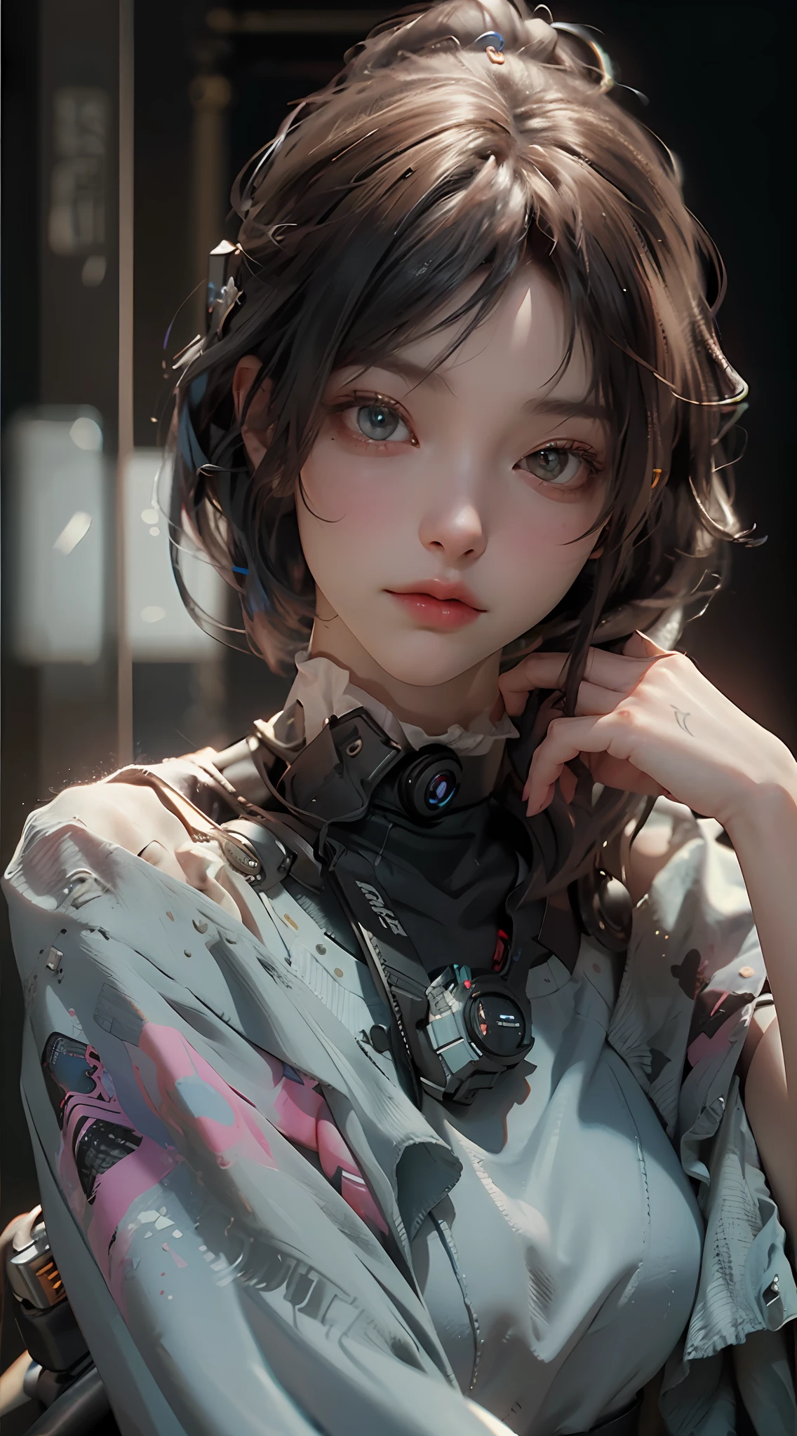 ((Best quality)), ((masterpiece)), (detailed:1.4), 3D, an image of a beautiful cyberpunk female,HDR (High Dynamic Range),Ray Tracing,NVIDIA RTX,Super-Resolution,Unreal 5,Subsurface scattering,PBR Texturing,Post-processing,Anisotropic Filtering,Depth-of-field,Maximum clarity and sharpness,Multi-layered textures,Albedo and Specular maps,Surface shading,Accurate simulation of light-material interaction,Perfect proportions,Octane Render,Two-tone lighting,Wide aperture,Low ISO,White balance,Rule of thirds,8K RAW,