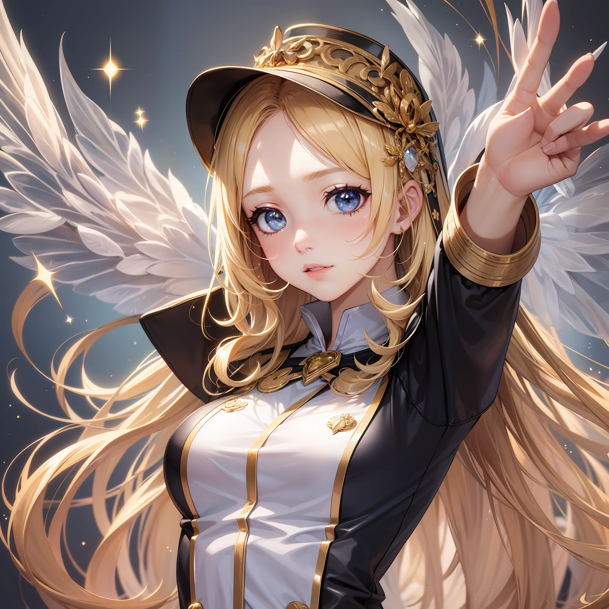 Bee Prayer Girl Blonde Long Hair Beauty Uniform Top Quality Masterpiece Sparkling Eyes