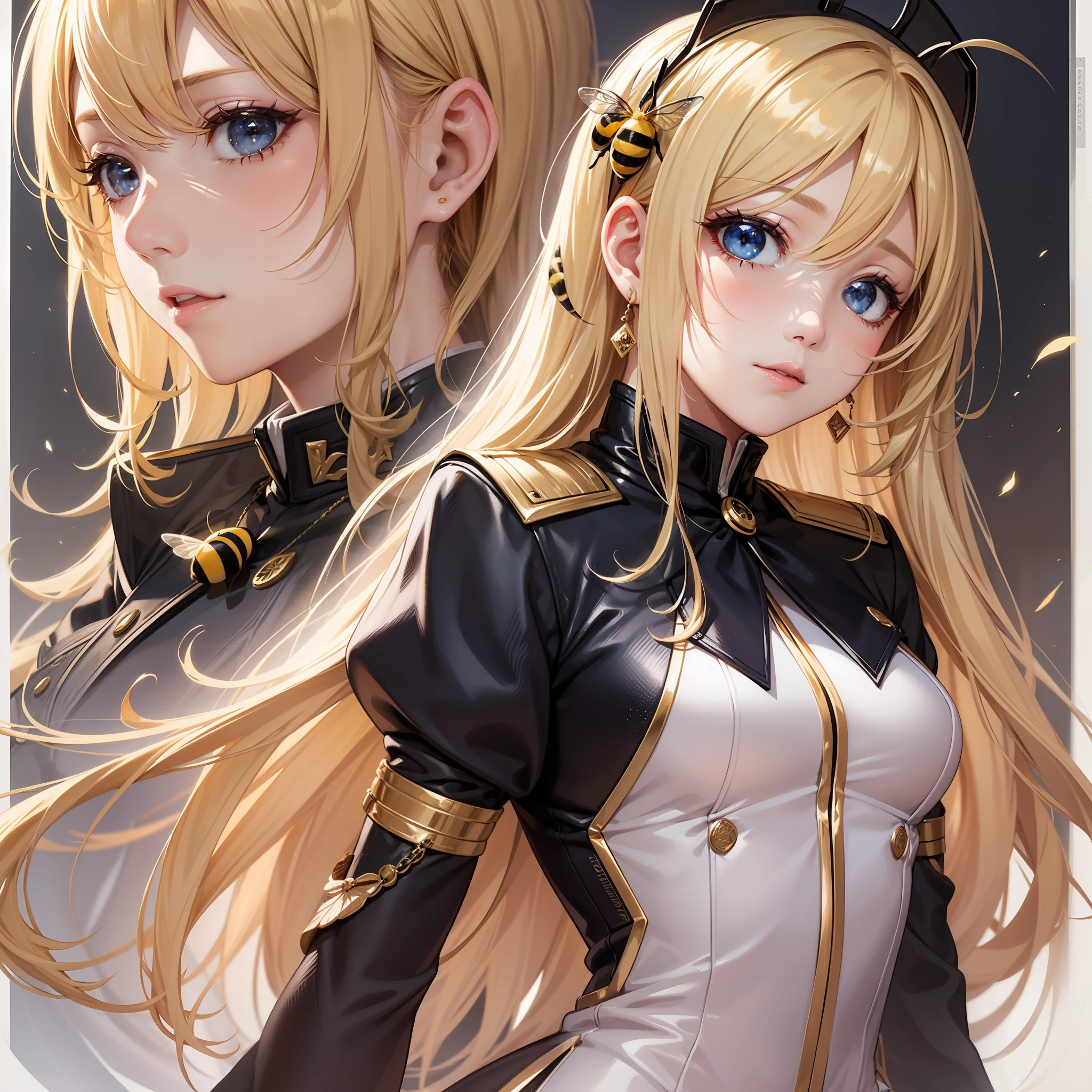 Bee Prayer Girl Blonde Long Hair Beauty Uniform Top Quality Masterpiece Sparkling Eyes