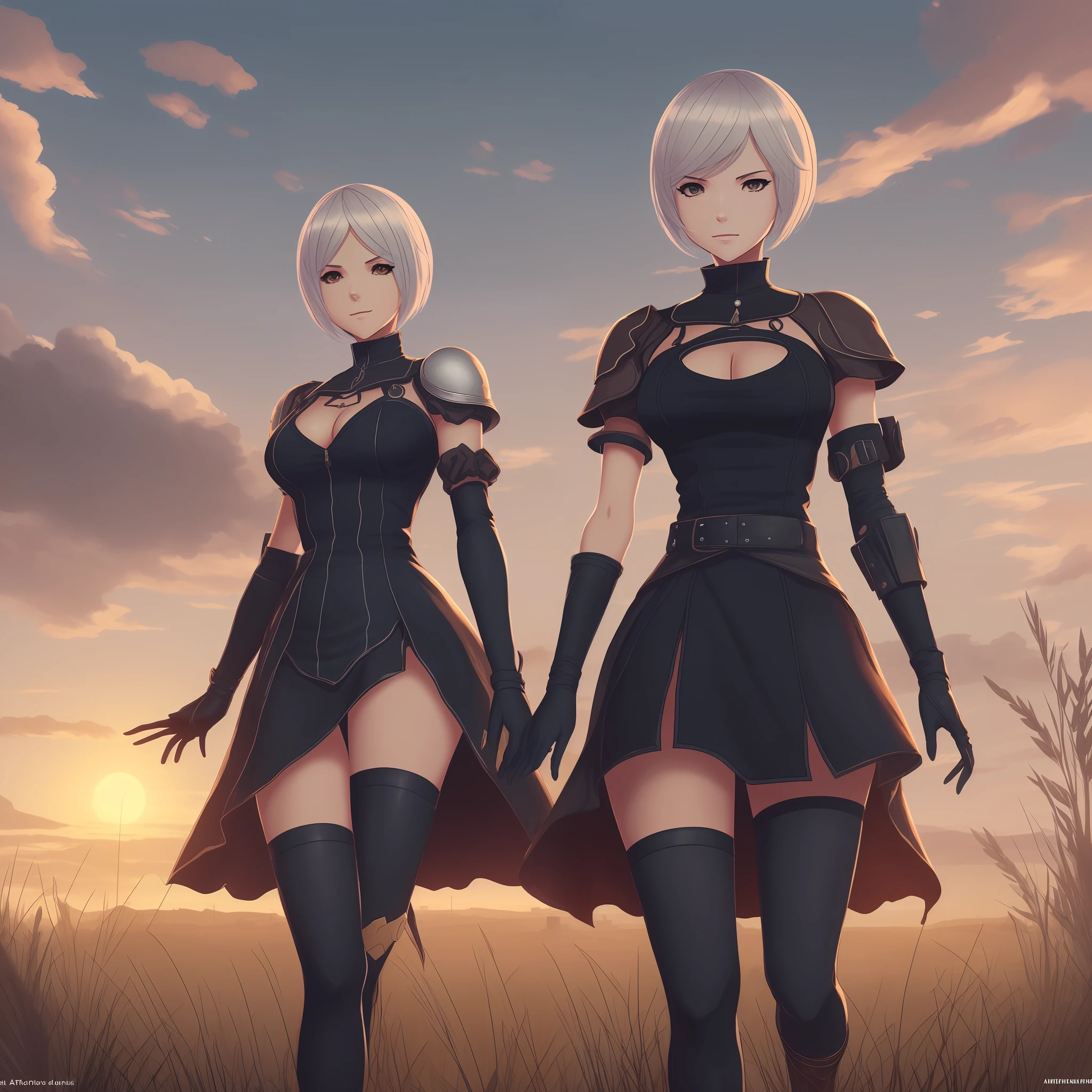 Nier Automata franchise character, android 2b in a post-apocalyptic setting --auto