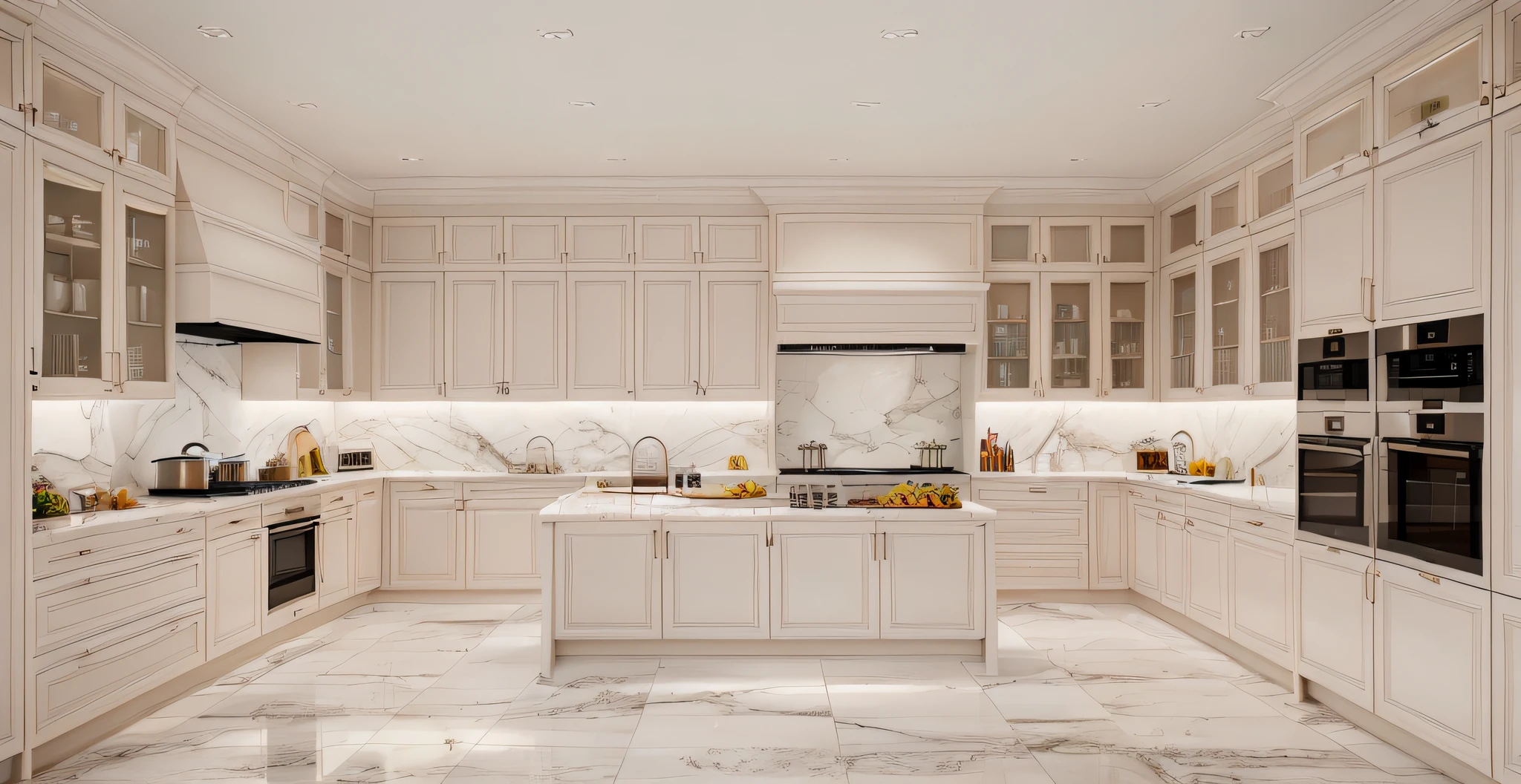 Modern KITCHEN design, luxurious interior, ((high resolution image, 8k, detailed anatomy of each object, rough surface, super detailed, super realistic, beautiful) spotless , surreal , spacious space , full light , window view of the most populous shopping mall in Shanghai .