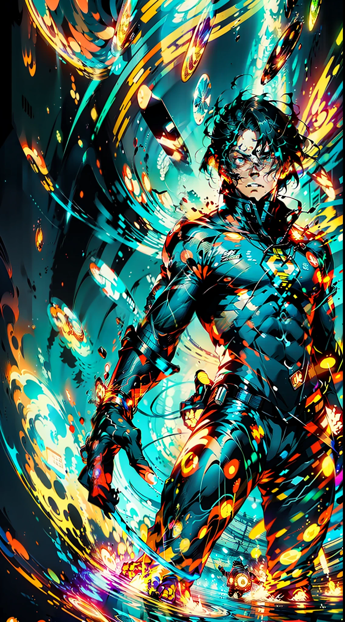 (8K anime:1.2),an epic starring a man with teleportation powers,(epic animation style), with incredible visual effects,(futuristic background),an exciting story. (male protagonist,superpower:teleportation,forward animation,extraordinary fx,futuristic backdrop)
