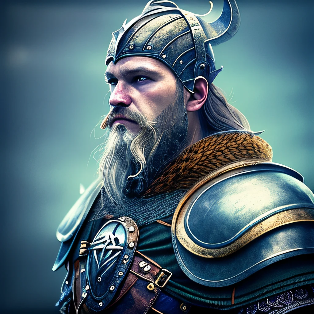 a close up of a man in a helmet with a beard, epic viking king, viking warrior, portrait of a viking, norse warrior, viking king, viking and templar aesthetics, viking armor, ancient viking warrior, viking face in profile, wearing norse armor, tuomas korpi and wlop, viking beard, viking god, viking berserker