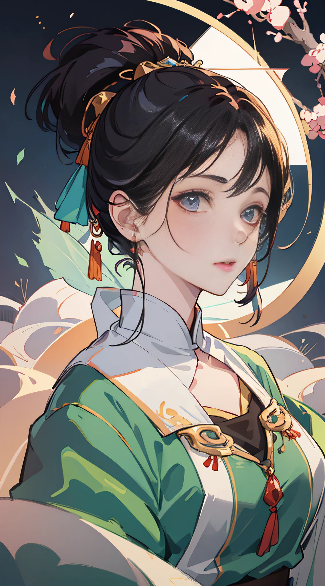 A girl, ancient Chinese costume, whole body, sunshine, clear face, clean white background, masterpiece, super detail, epic composition, ultra HD, high quality, extremely detailed, official art, uniform 8k wallpaper, super detail, 32k