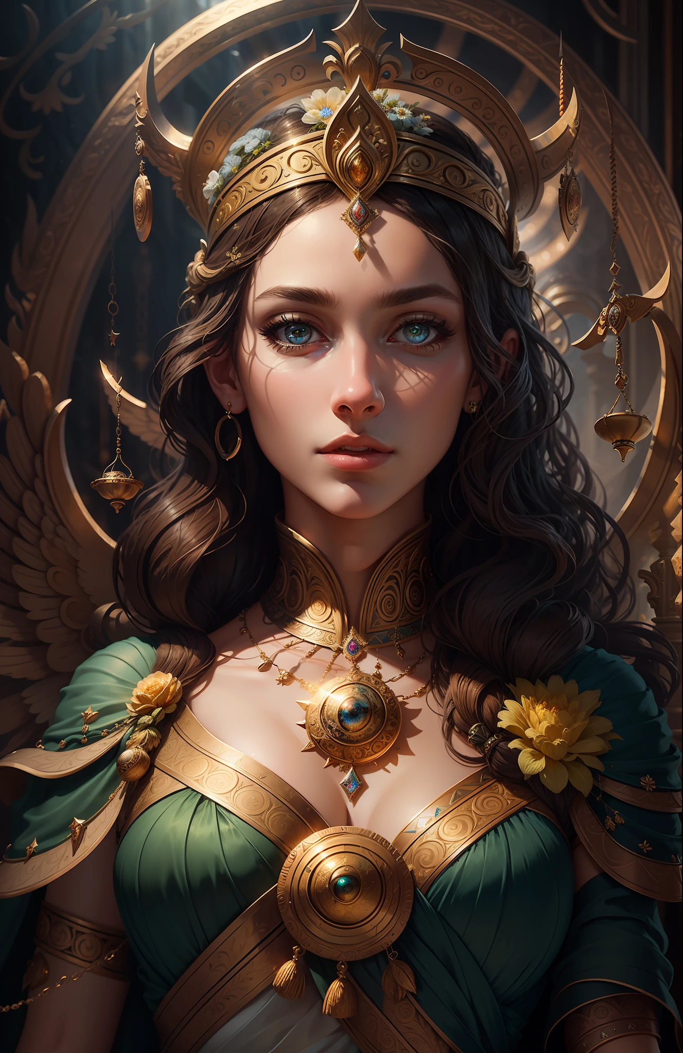 ((best quality)), ((masterpiece)), ((realistic)), Themis, the goddess of justice, full body, female face, real aura, trend in artstation, sharp focus, studio photo, intricate detail, very detailed, detailed eye, illustration, very detailed, sharp focus, digital rendering, professional, 4k