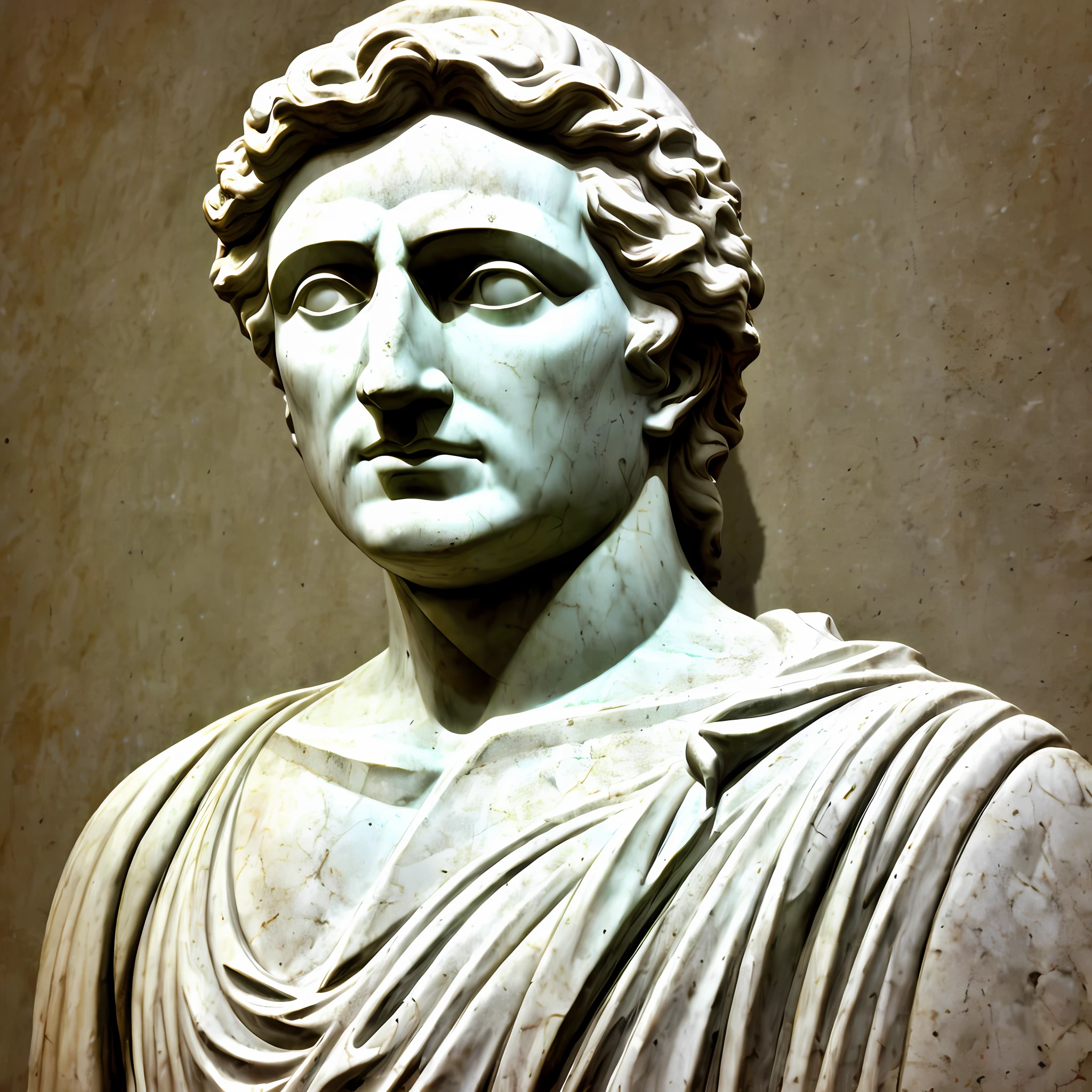Portrait, realism, photorealism, philosopher epithet, like a white marble statue
