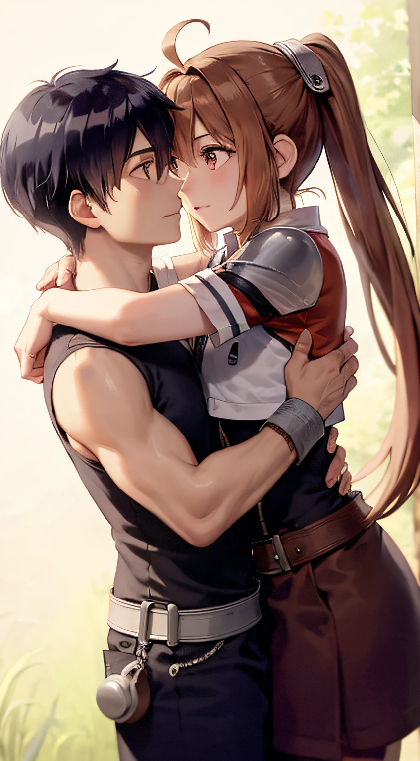 Masterpiece, best quality, 1boy, 1girl, hug