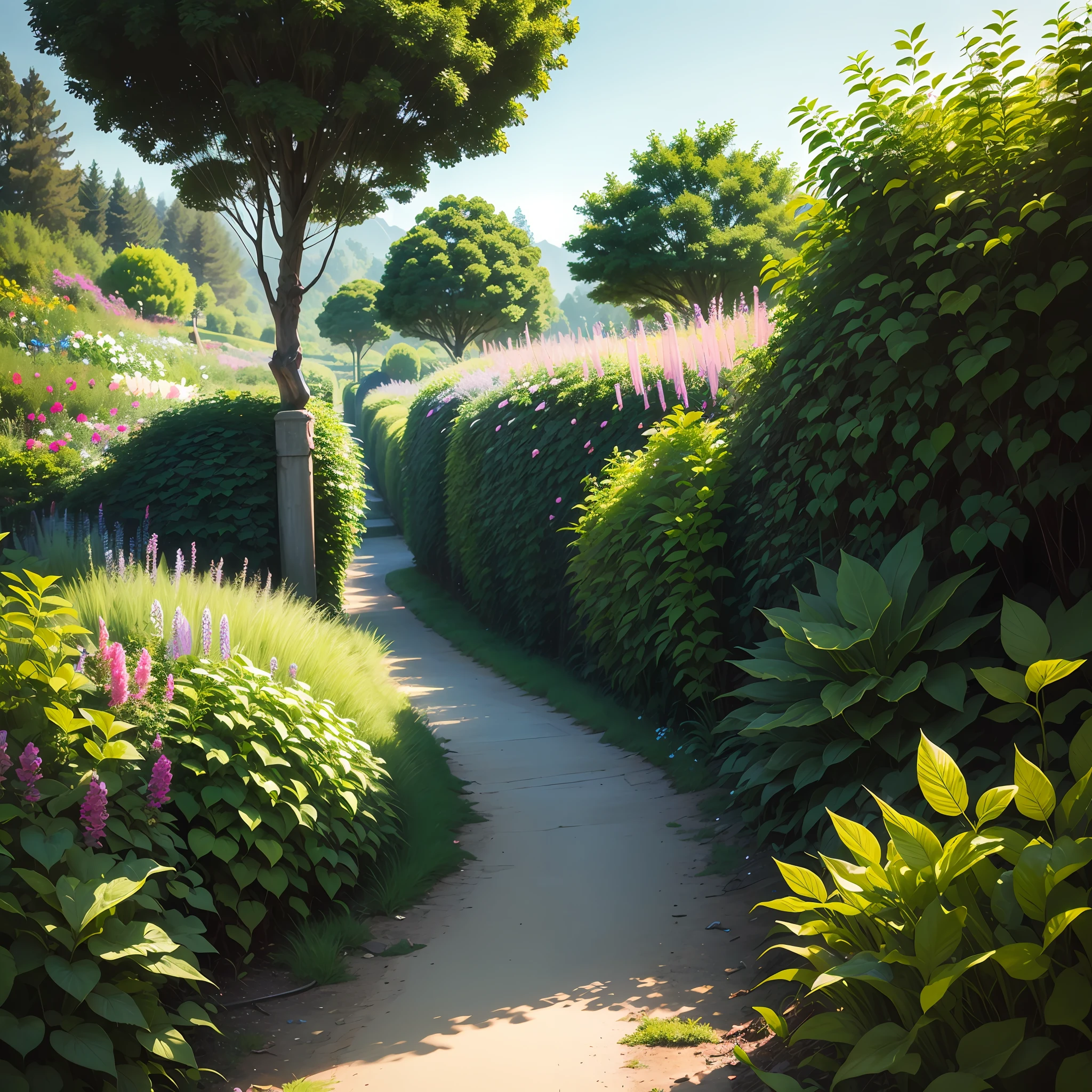 A best wide potrait of green garden;8k ultra hd --auto