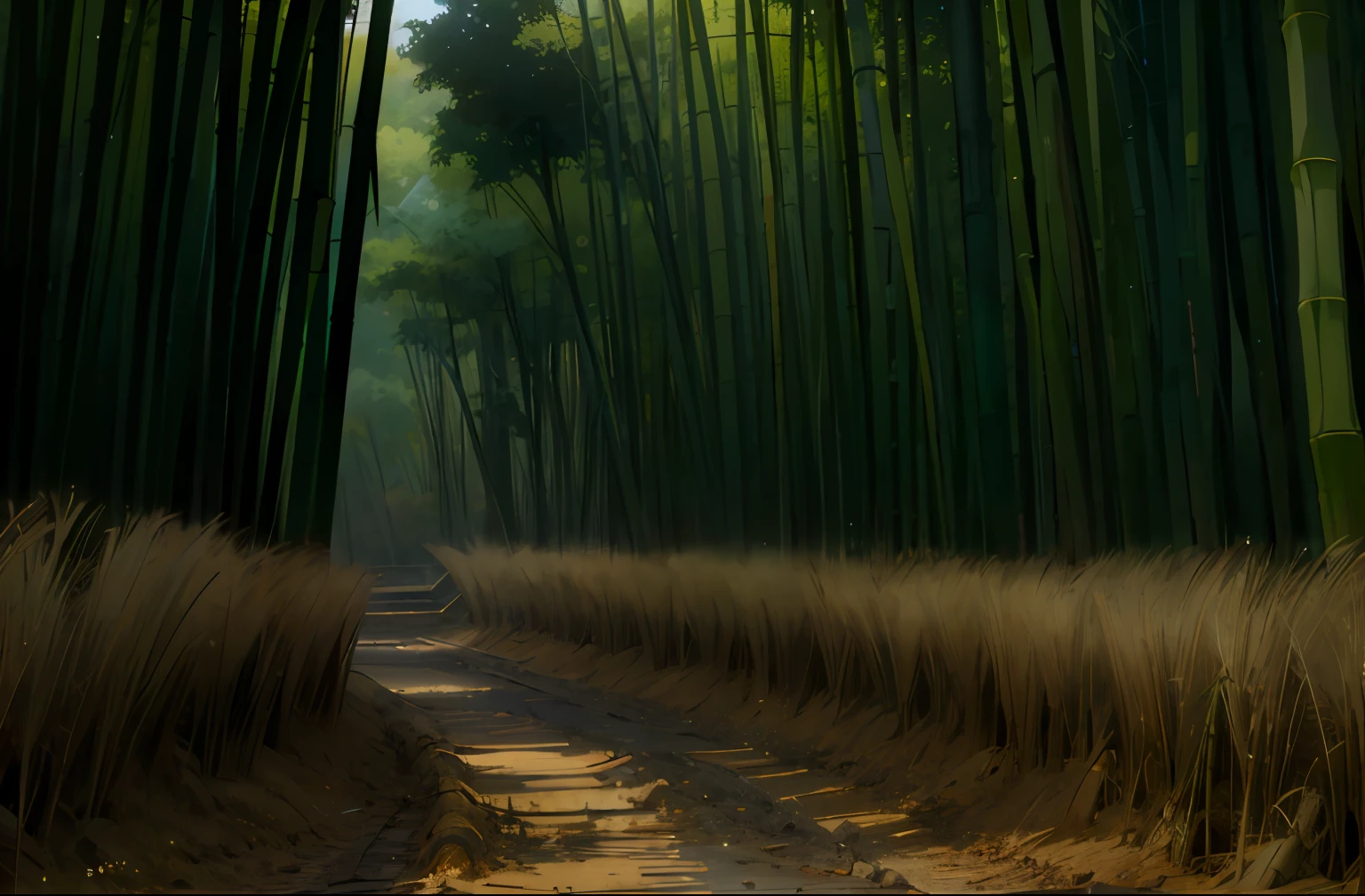 bamboo forest , 5 0 0 px models, shikanosuke yagak, anime lush john 8k woods, akiyuki shinbou, tanjiro kamado, official art, inspired by Kamisaka Sekka