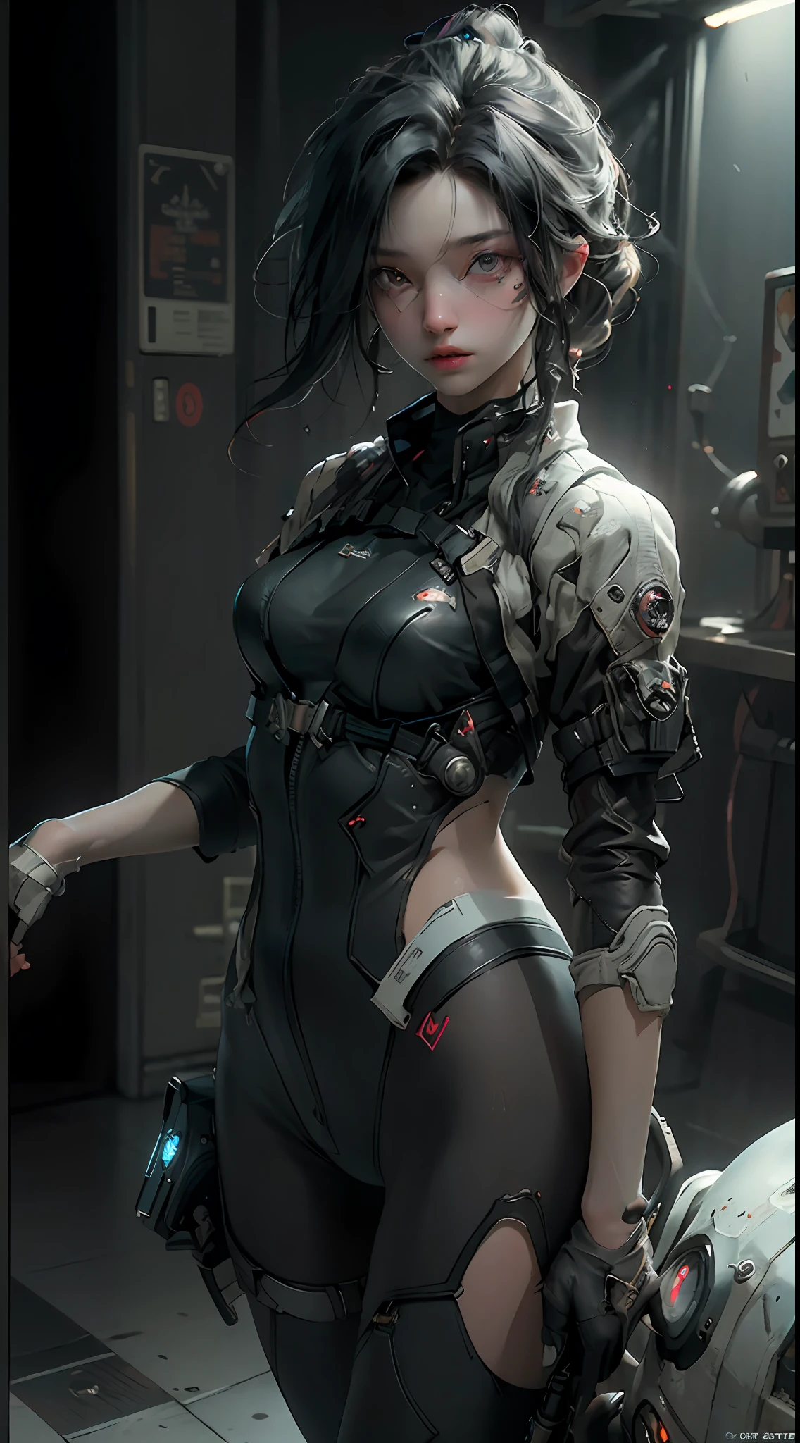 ((Best quality)), ((masterpiece)), (detailed:1.4), 3D, an image of a beautiful cyberpunk female,HDR (High Dynamic Range),Ray Tracing,NVIDIA RTX,Super-Resolution,Unreal 5,Subsurface scattering,PBR Texturing,Post-processing,Anisotropic Filtering,Depth-of-field,Maximum clarity and sharpness,Multi-layered textures,Albedo and Specular maps,Surface shading,Accurate simulation of light-material interaction,Perfect proportions,Octane Render,Two-tone lighting,Wide aperture,Low ISO,White balance,Rule of thirds,8K RAW,