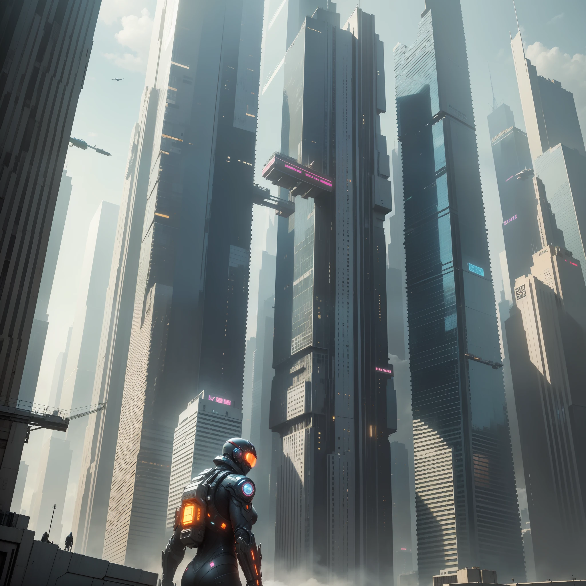 Cyberpunk Futuristic World Sci-Fi Skyscrapers Top Quality Masterpiece Fantasy