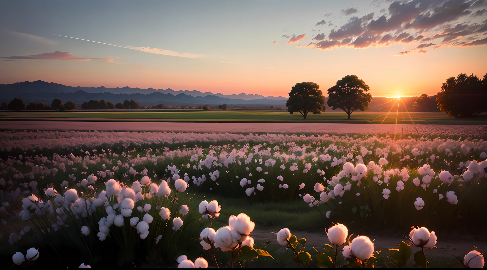 cotton field at sunset --auto