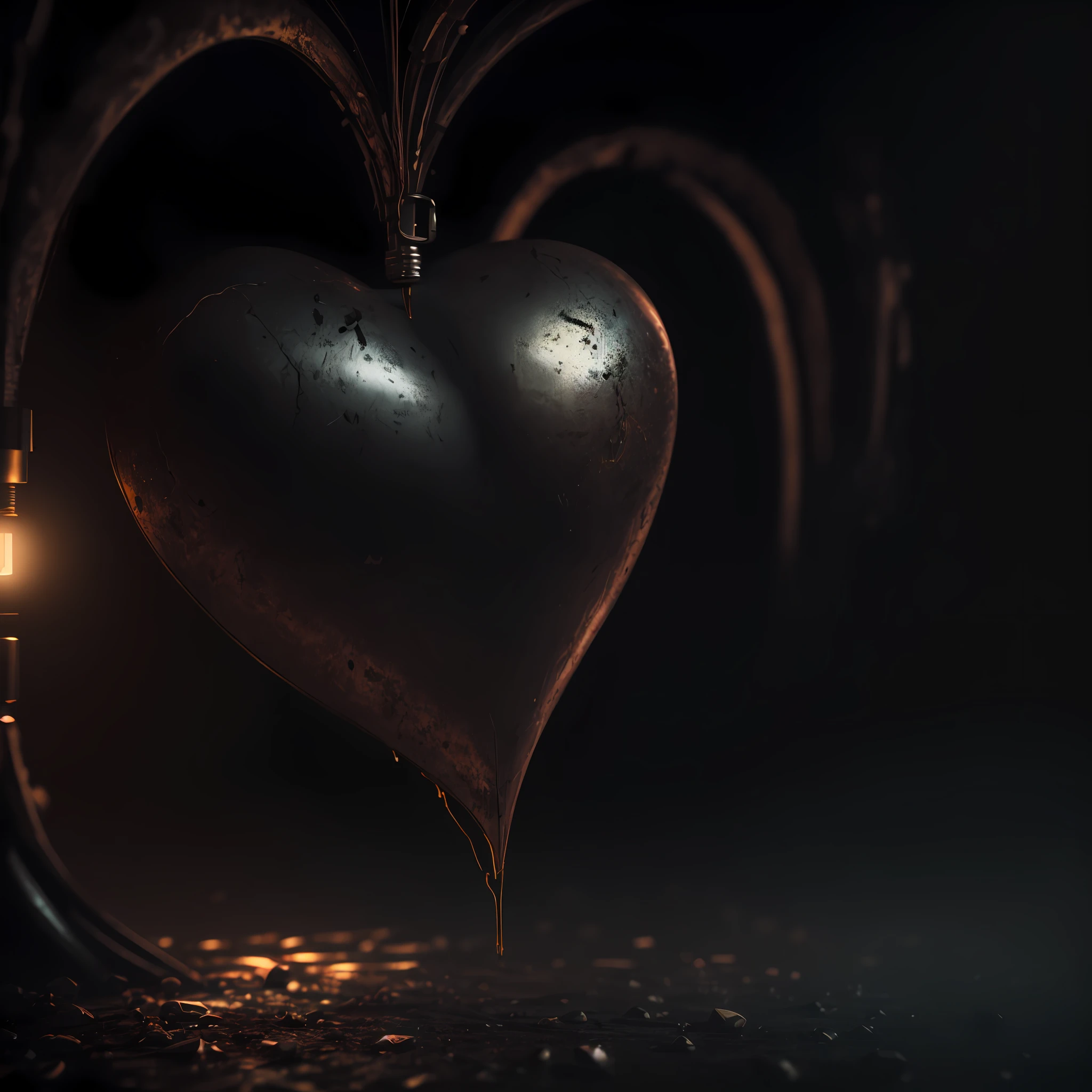 A metallic heart, visceral, octane realistic render cinematic lighting hyper detailed horror moody emotional 4k space --auto