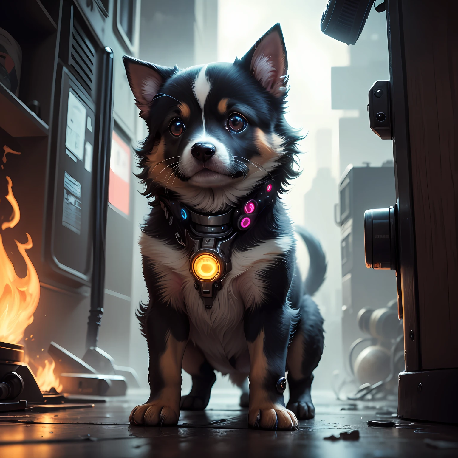 Mechanical cyberpunk cute puppy --auto