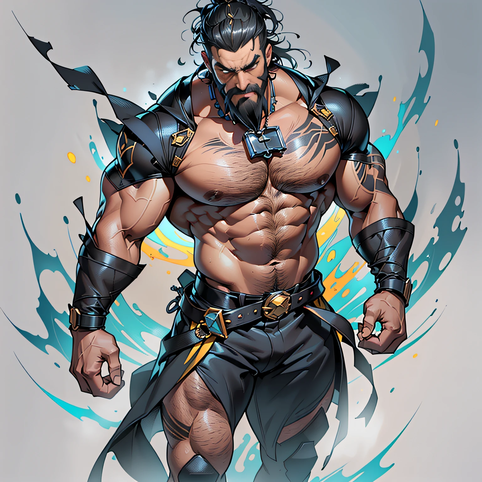 a yakuza, angry and bad, sumo fighter with a long samurai bun, wearing a a tufted tuxedo, with a lot of spine shapes,adorned with scars and tattoos, captured using a (camera model and lens), illuminated by (lighting), in a dynamic style reminiscent of fighting game, in Street Fighter style