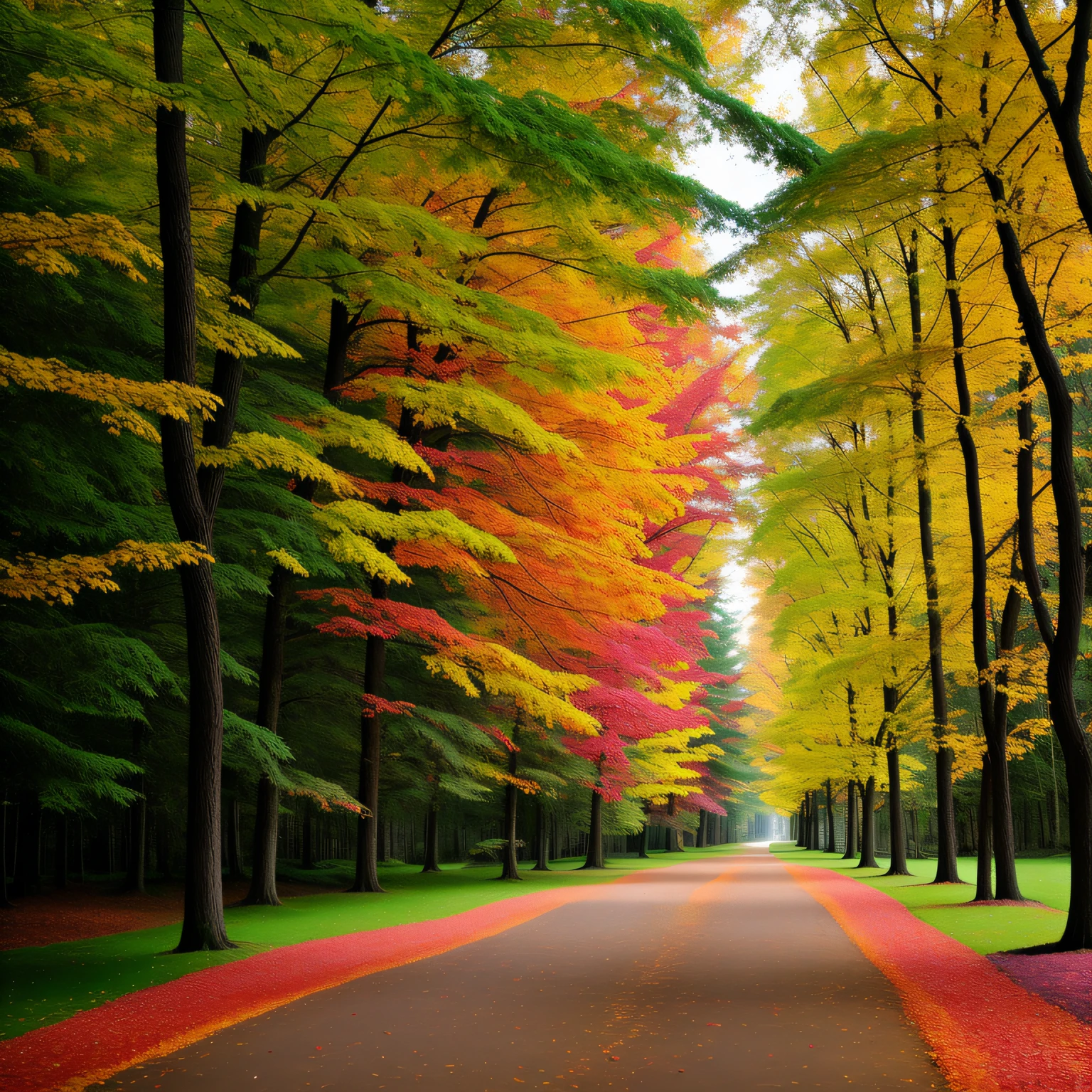 The maple forest is full of red maple leaves --auto